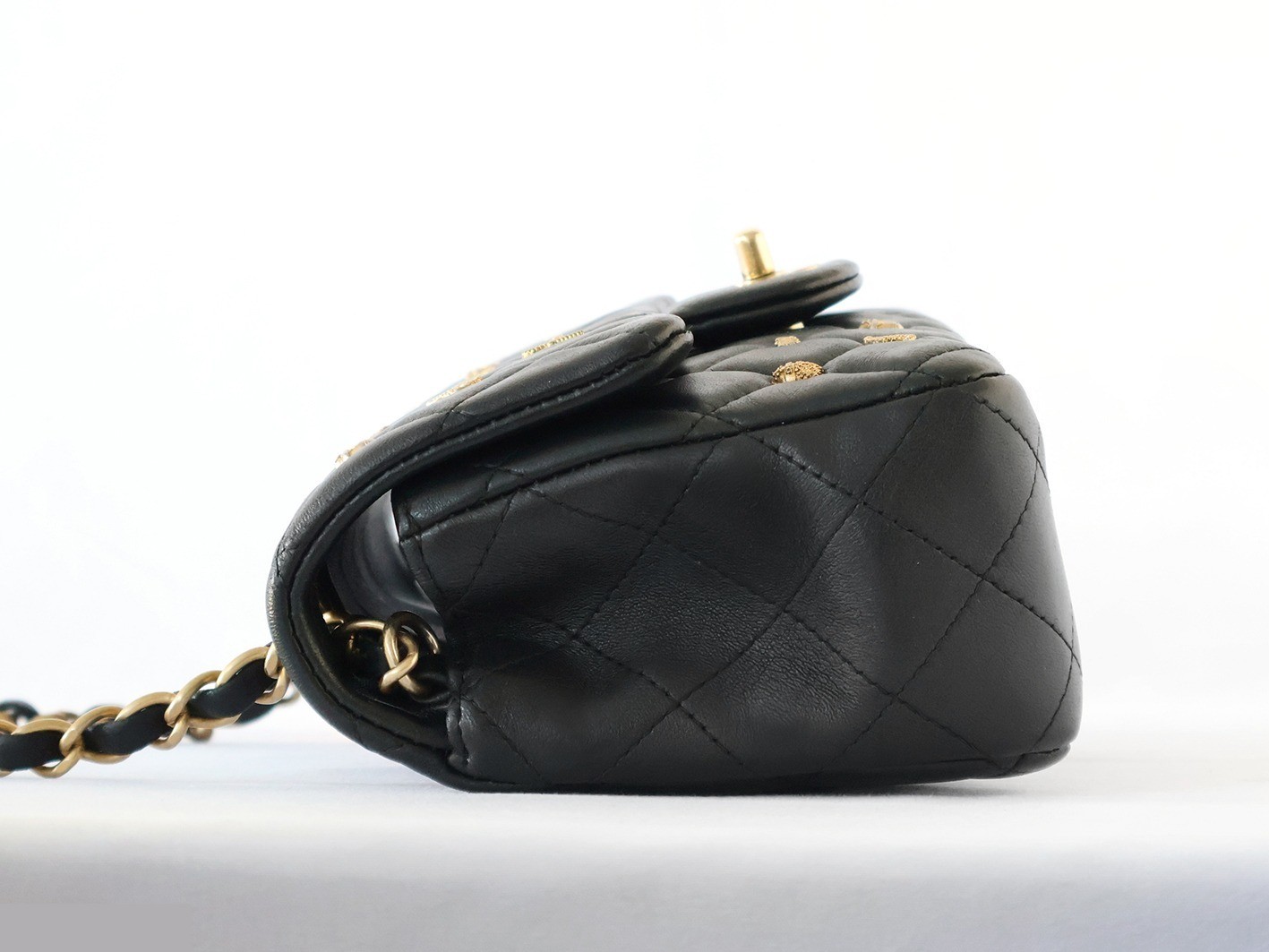 Mini Matelassé 20 Egypt Lambskin Chain Shoulder Bag, Black — view 6