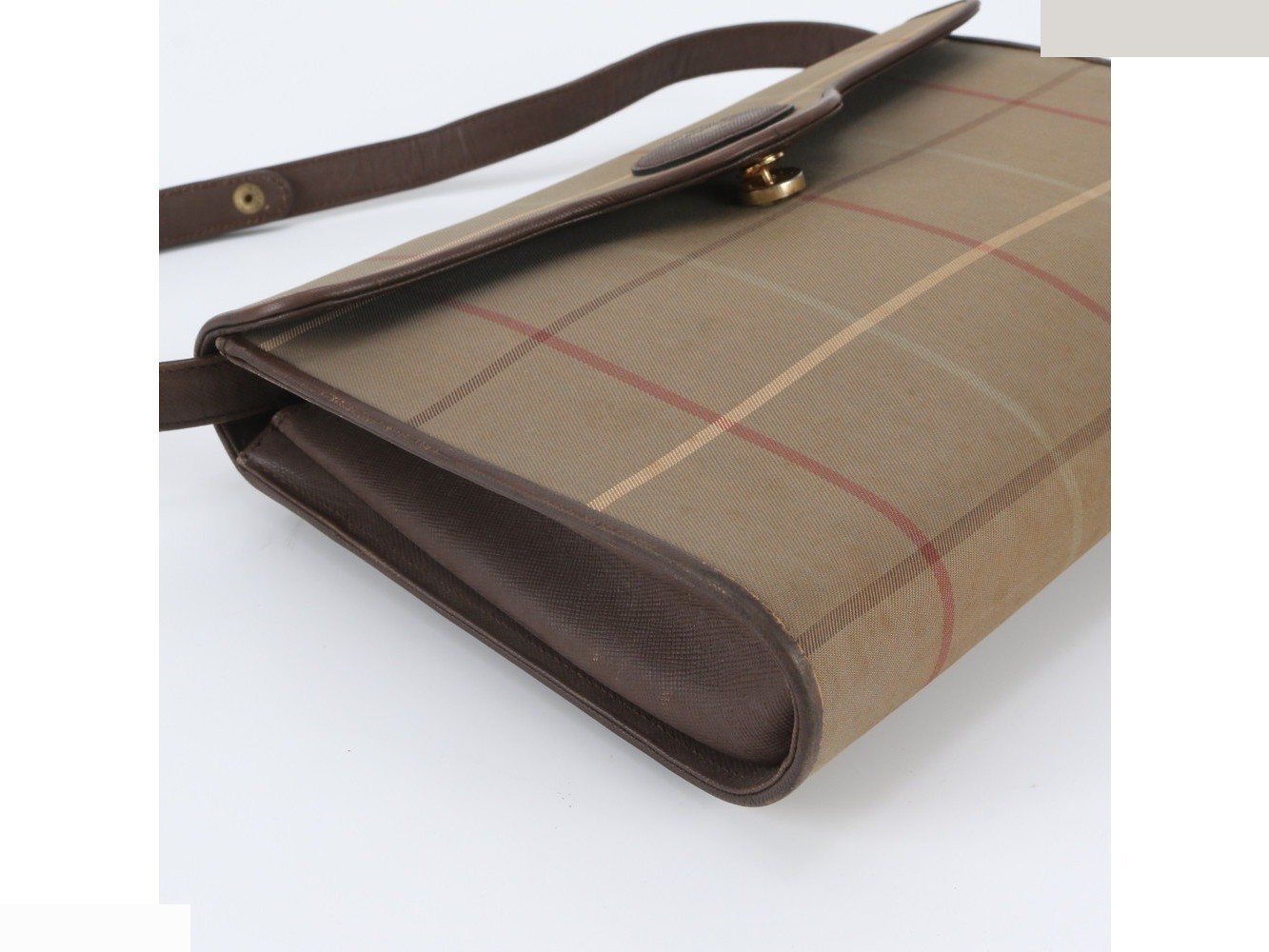 Checkered canvas and leather 2-way shoulder bag — view 6