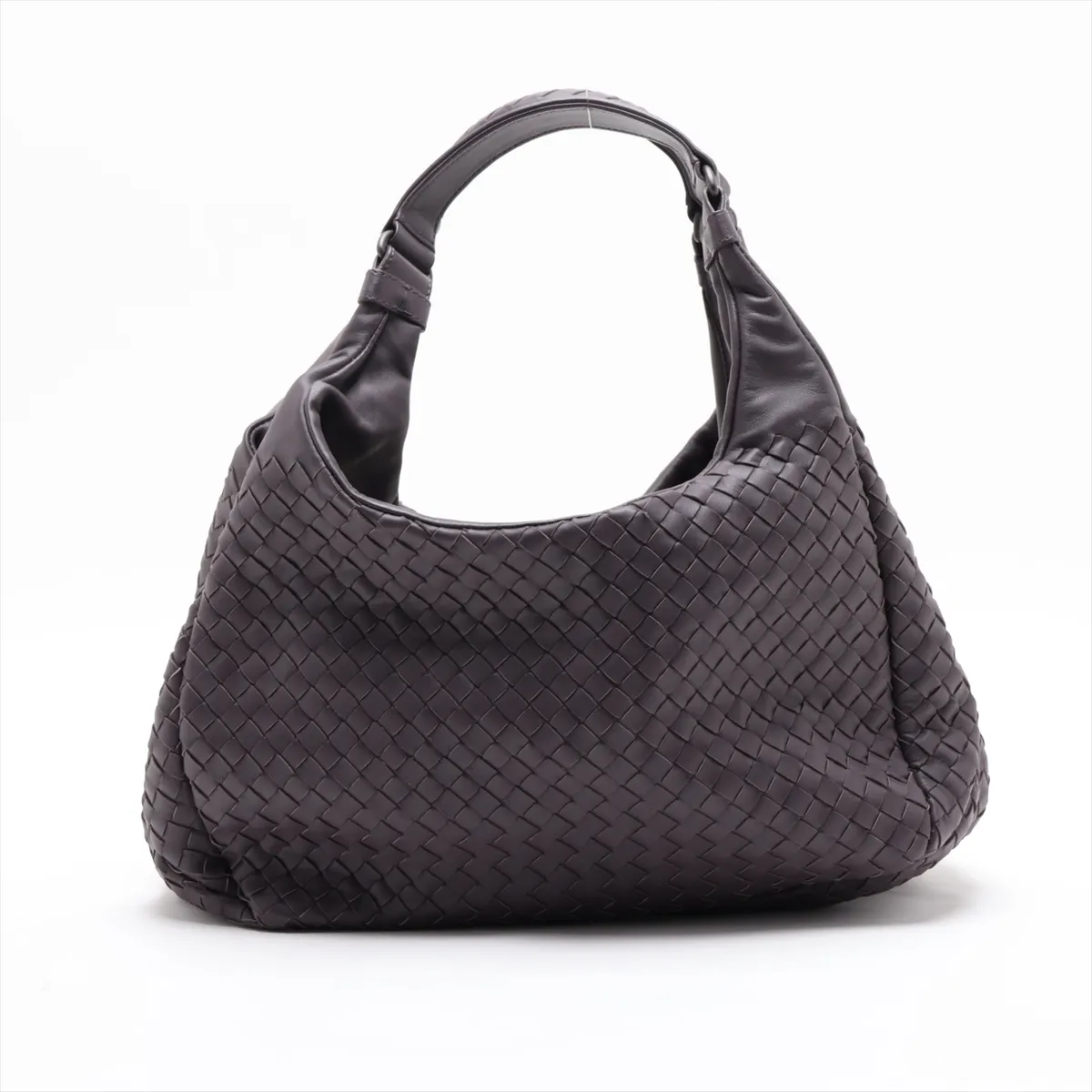 Intrecciato Campana Leather Shoulder Bag, Brown, with Mirror