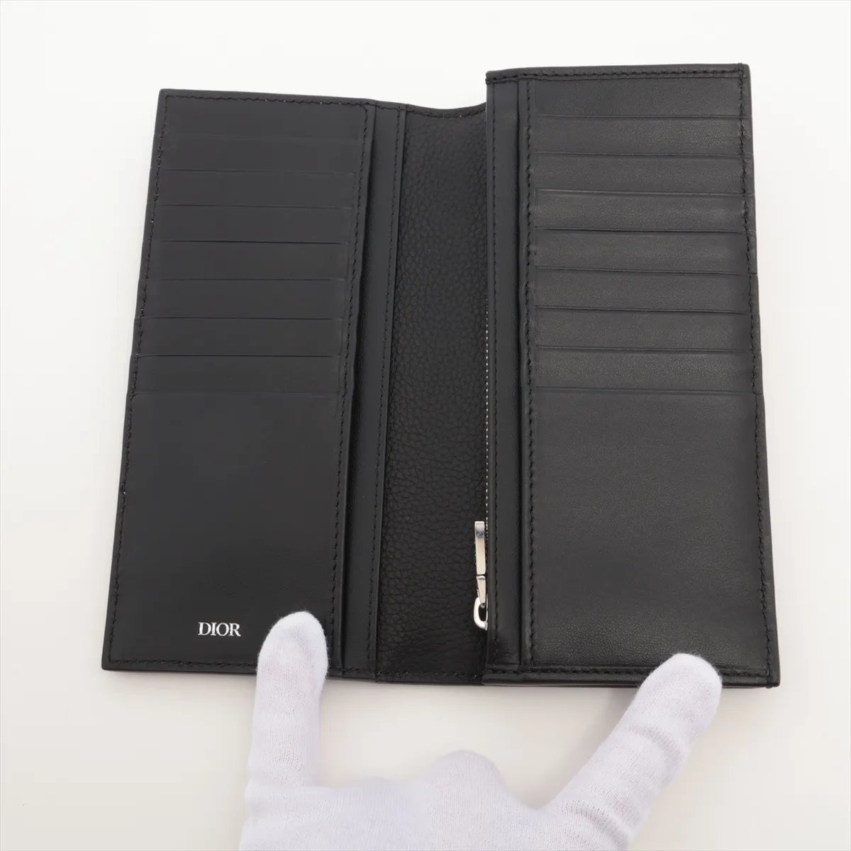 Saddle Leather Long Wallet, Black — view 3
