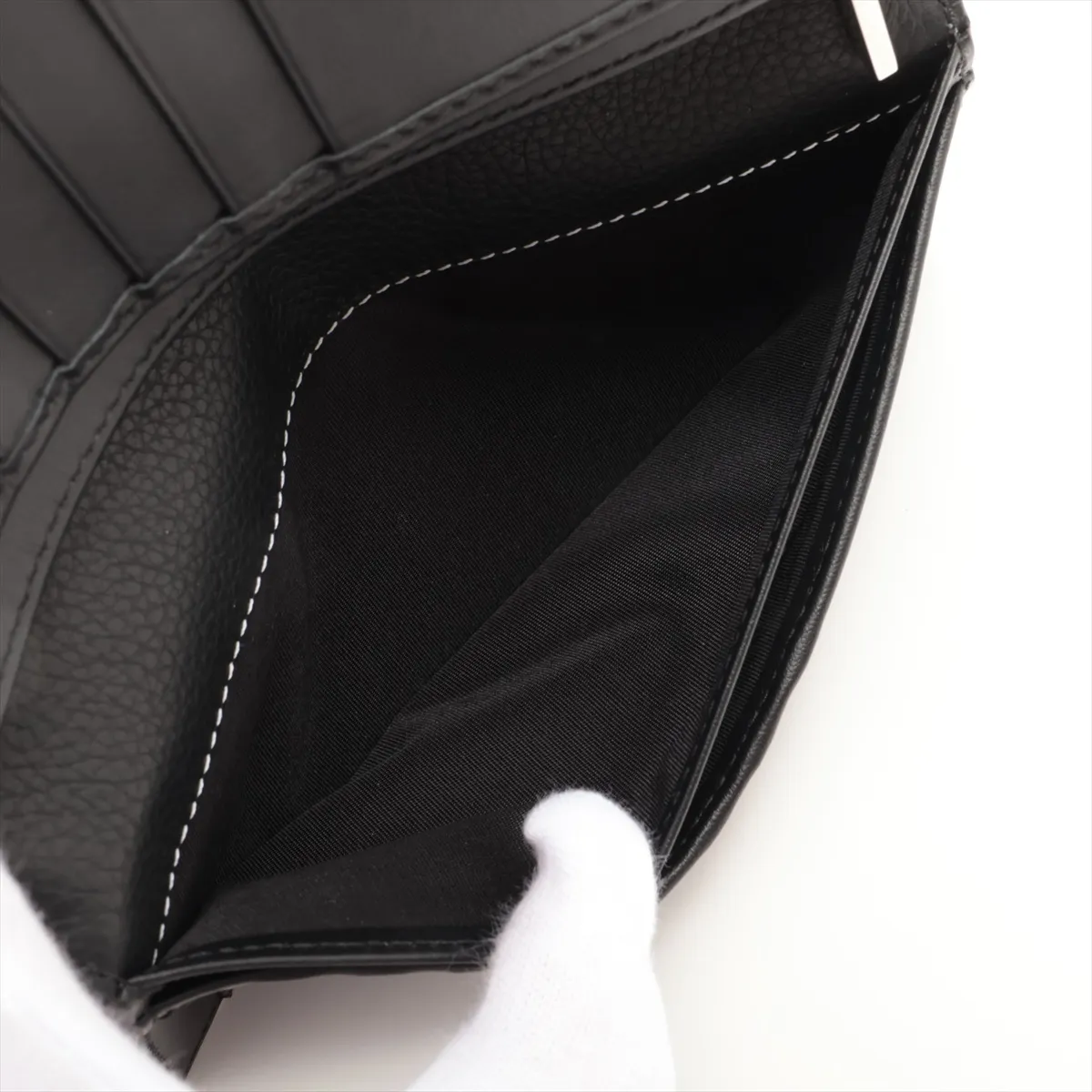 Saddle Leather Long Wallet, Black — view 4
