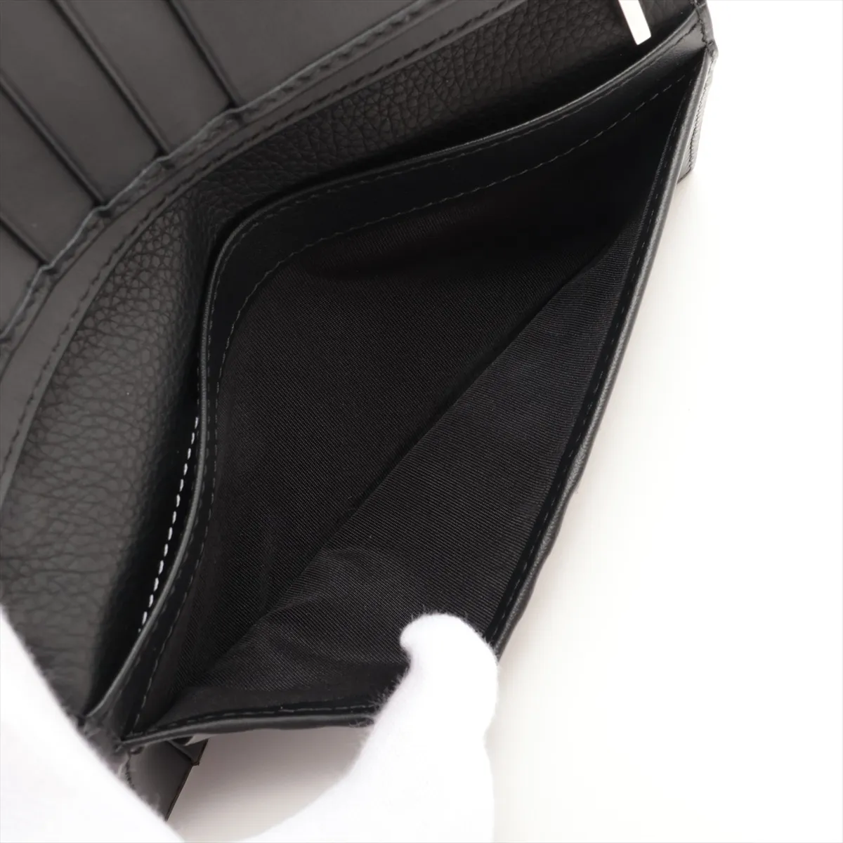 Saddle Leather Long Wallet, Black — view 5