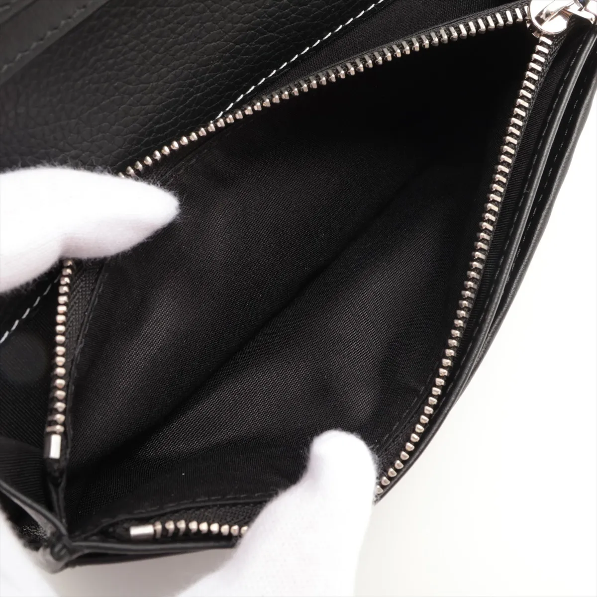 Saddle Leather Long Wallet, Black — view 9