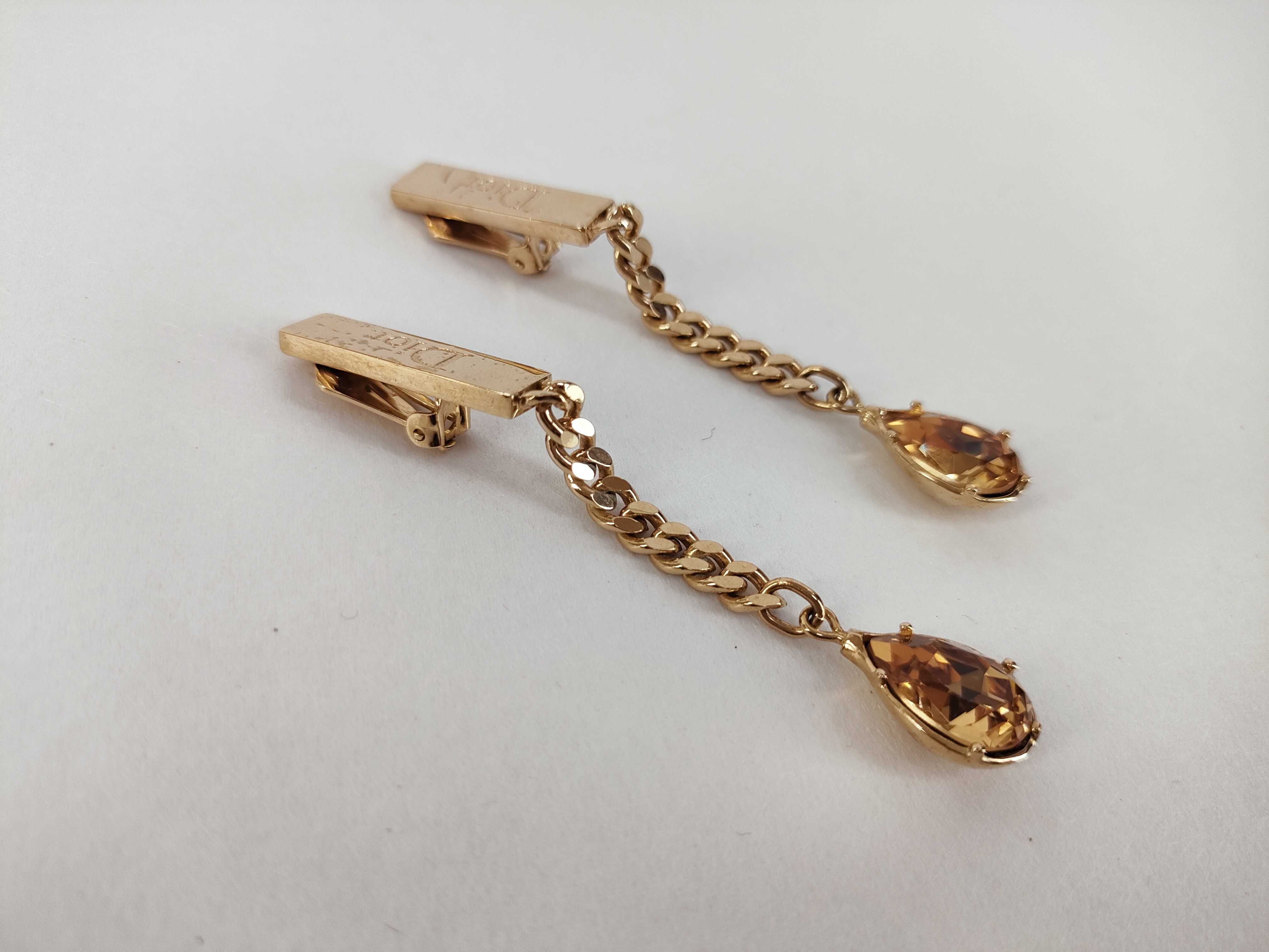 Pear-Shaped Colored Stone Earrings, Gold Color — view 2