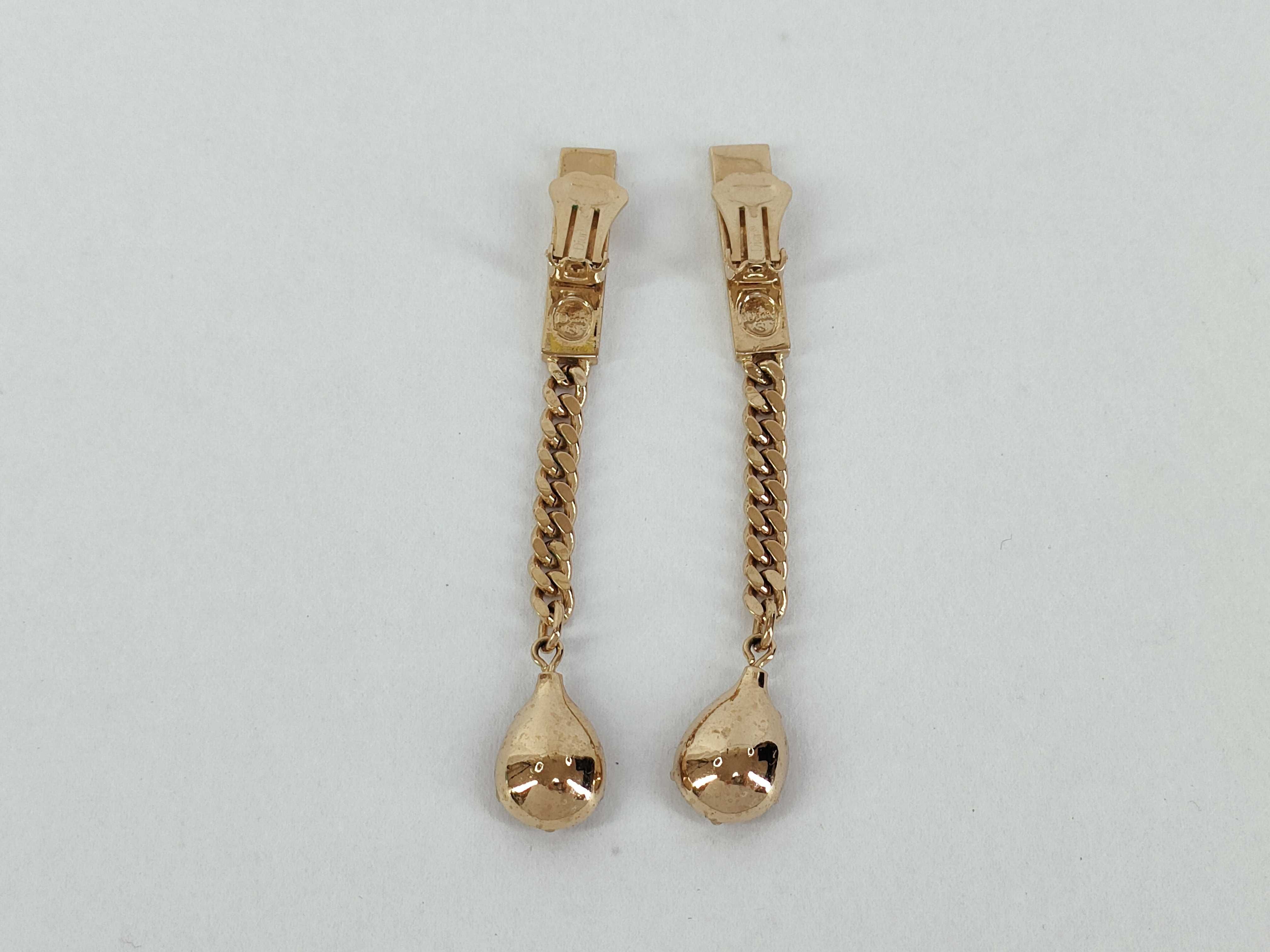 Pear-Shaped Colored Stone Earrings, Gold Color — view 3