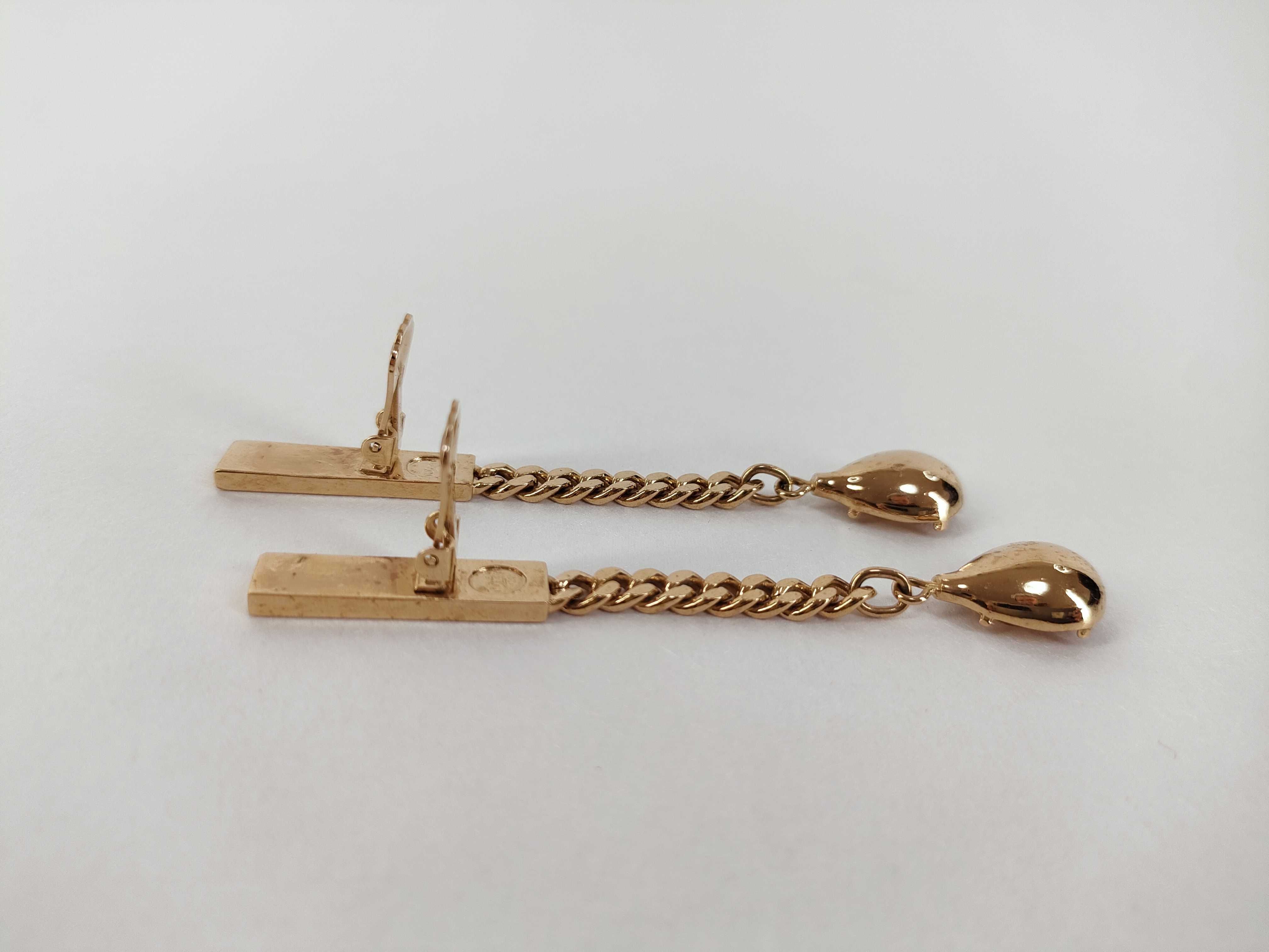 Pear-Shaped Colored Stone Earrings, Gold Color — view 6