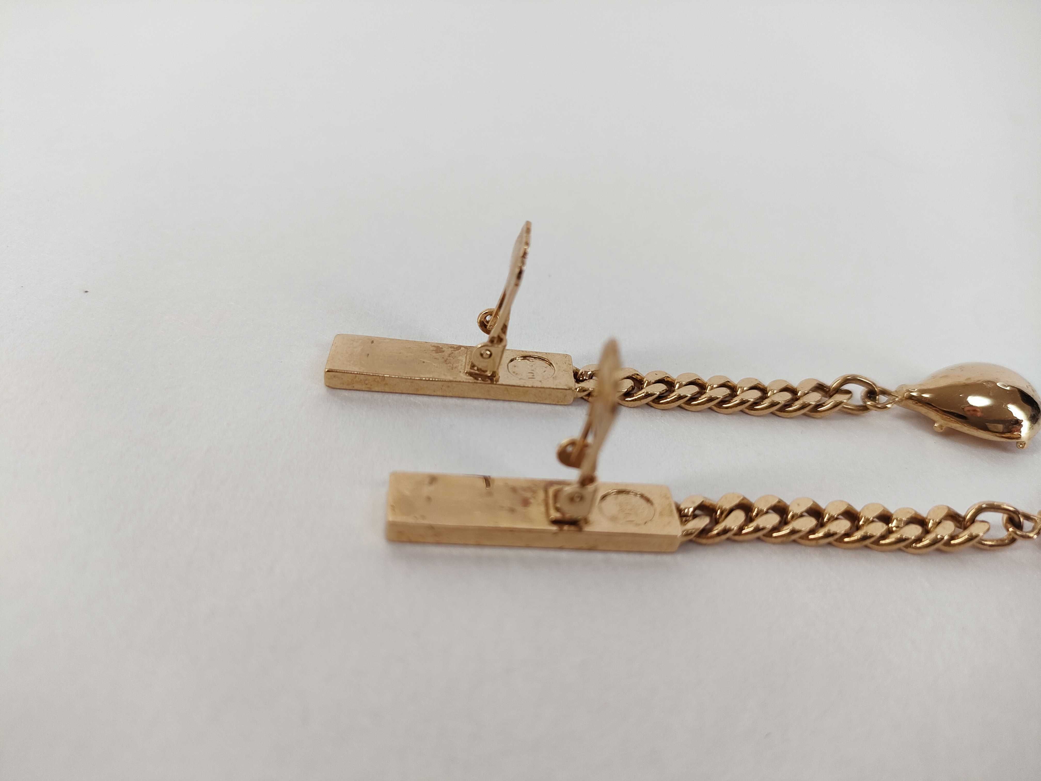 Pear-Shaped Colored Stone Earrings, Gold Color — view 7