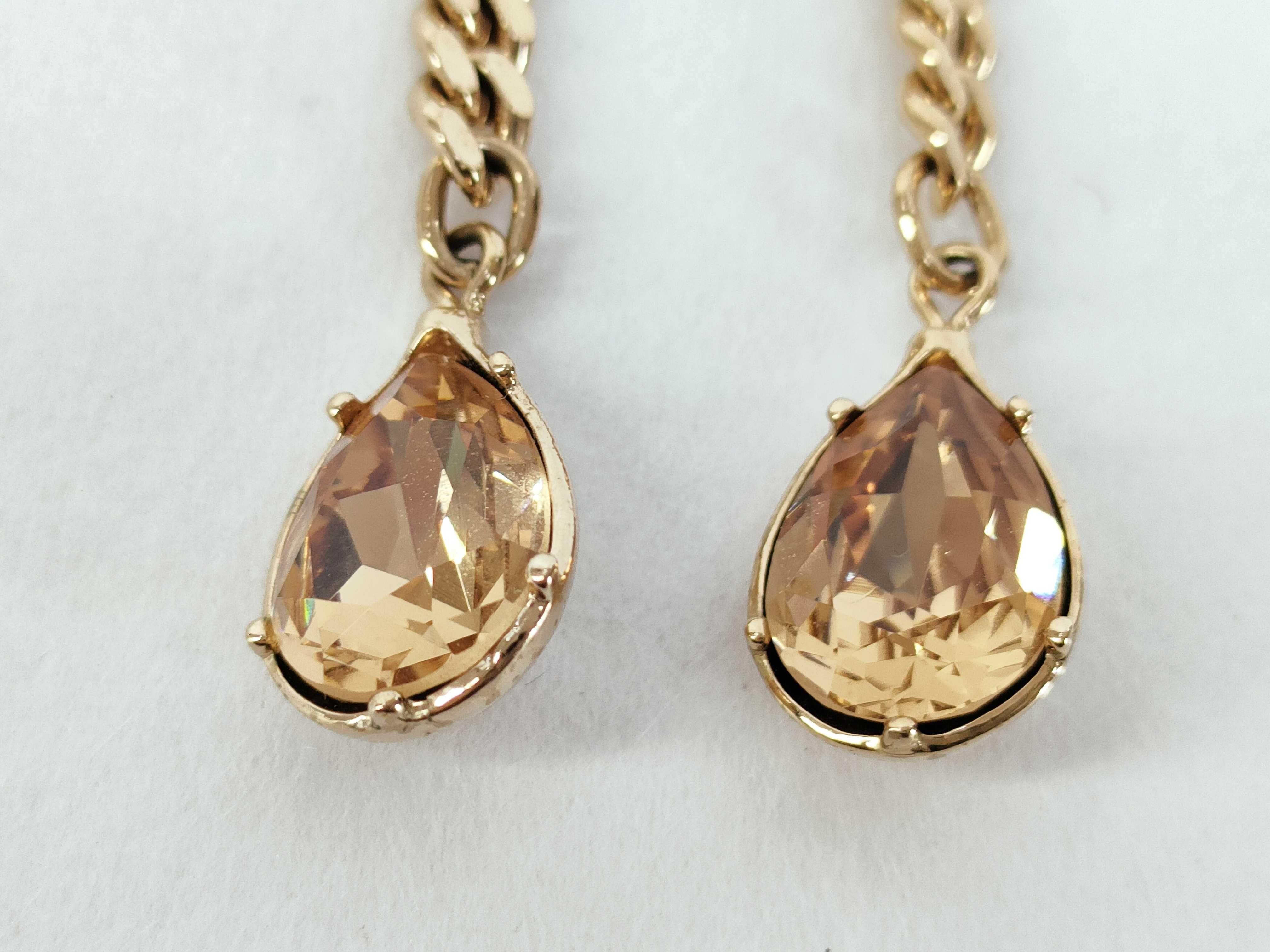 Pear-Shaped Colored Stone Earrings, Gold Color — view 9