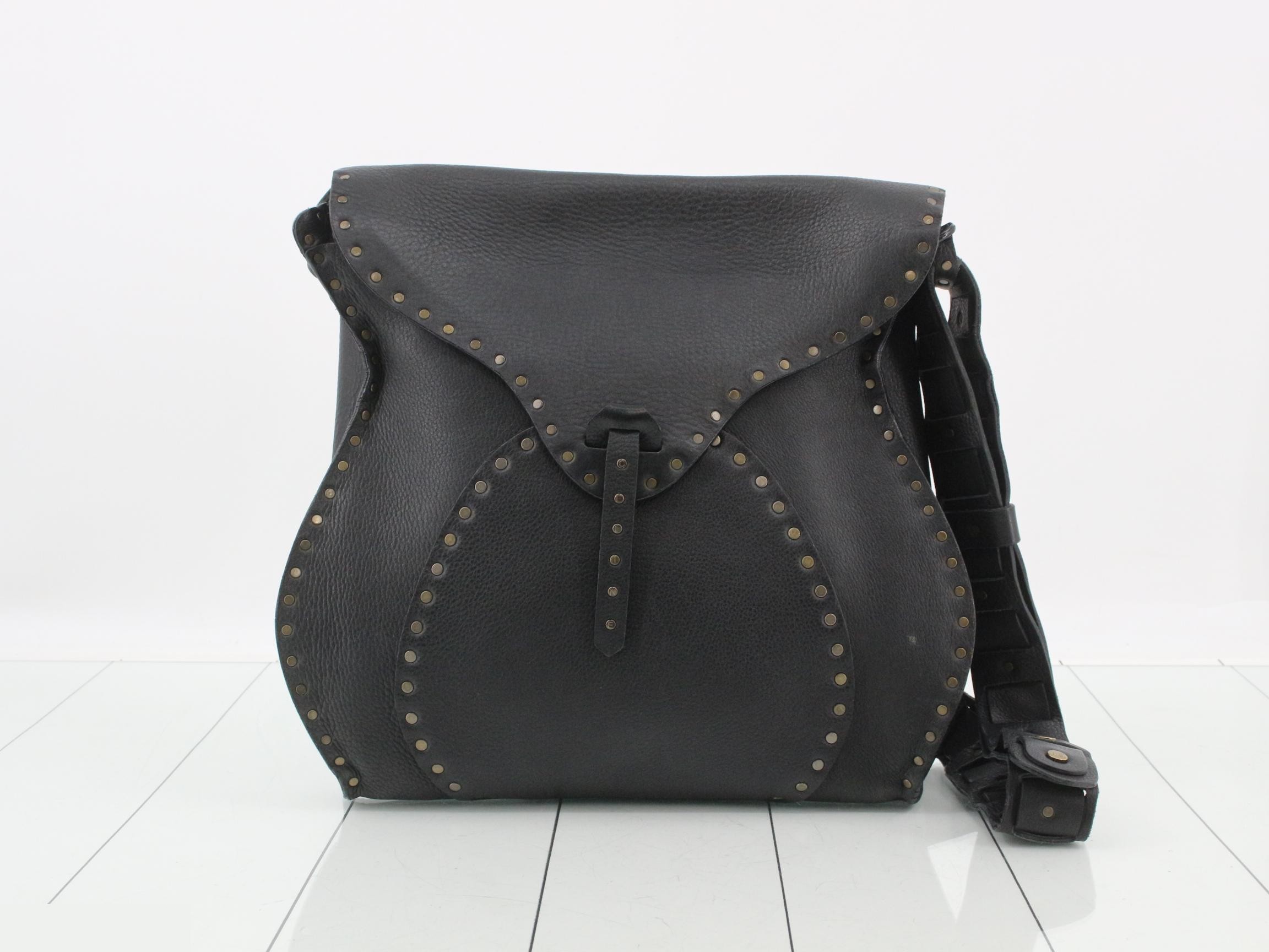 Leather studded shoulder bag