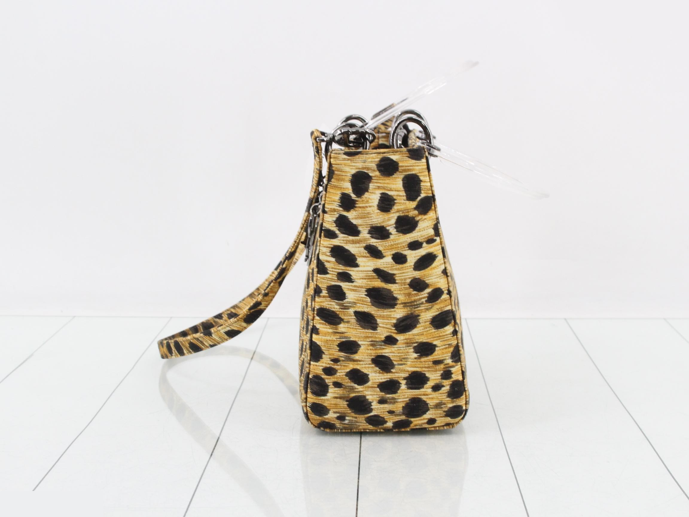 Leopard print canvas handbag, Lady Dior — view 3
