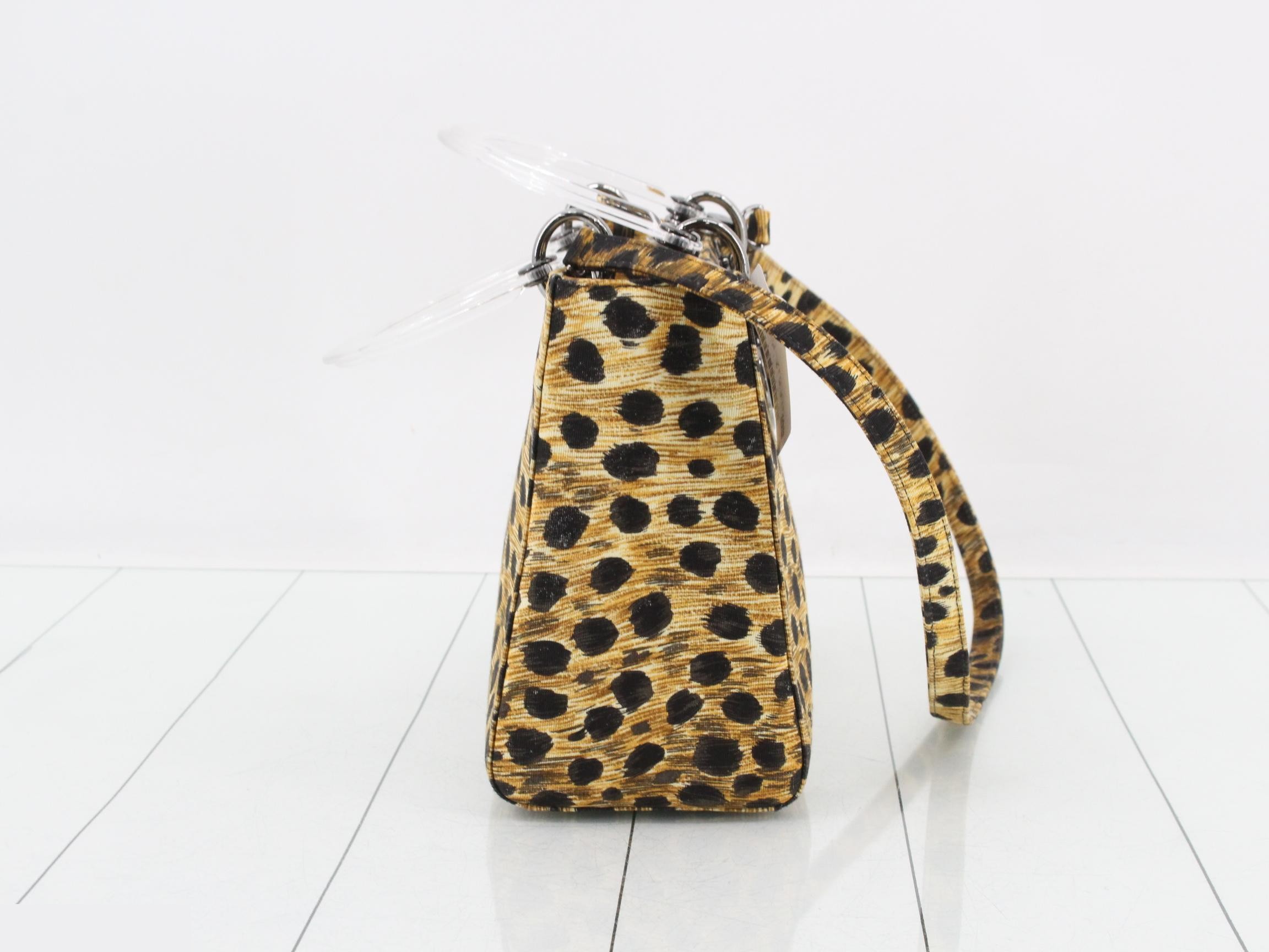 Leopard print canvas handbag, Lady Dior — view 4