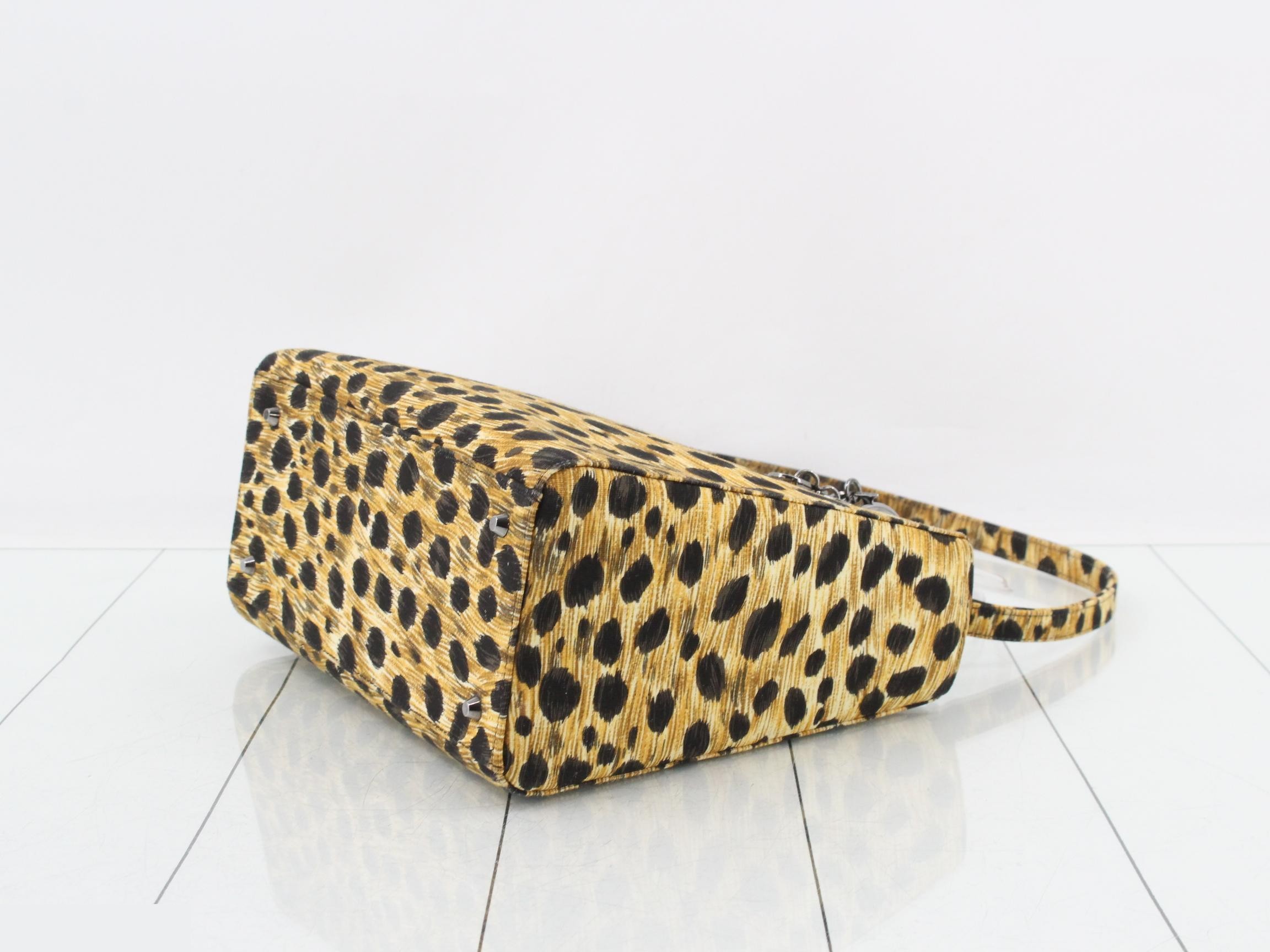 Leopard print canvas handbag, Lady Dior — view 6