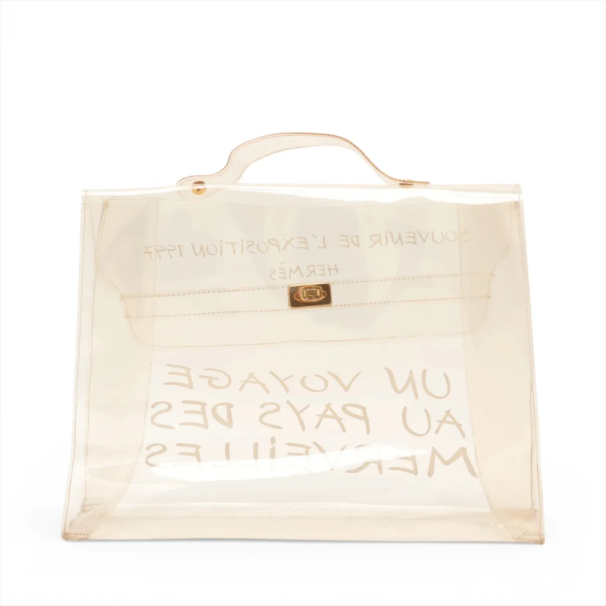 Vinyl Kelly bag, clear vinyl, gold hardware — view 2