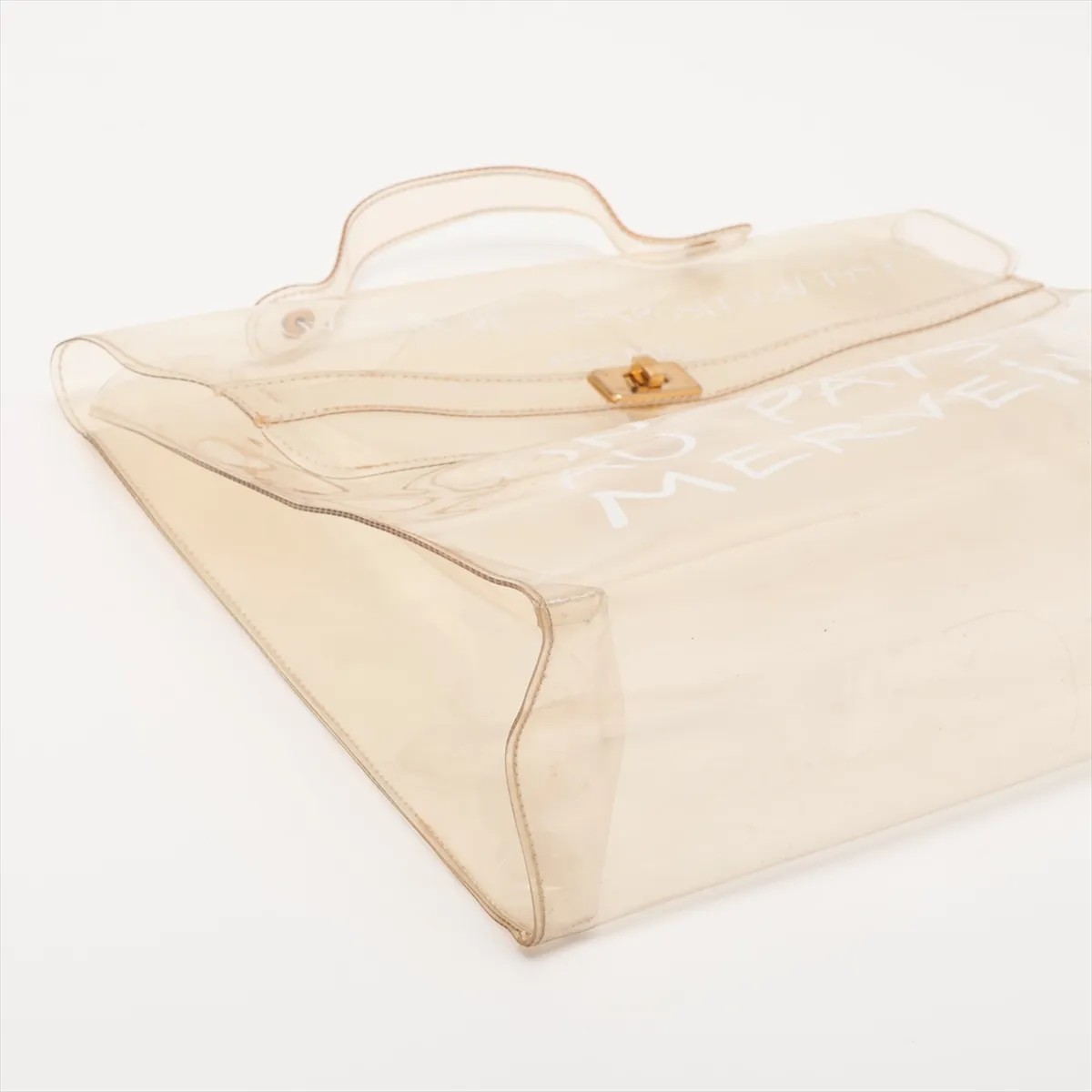 Vinyl Kelly bag, clear vinyl, gold hardware — view 4