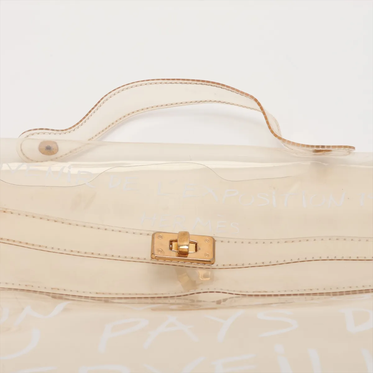 Vinyl Kelly bag, clear vinyl, gold hardware — view 6