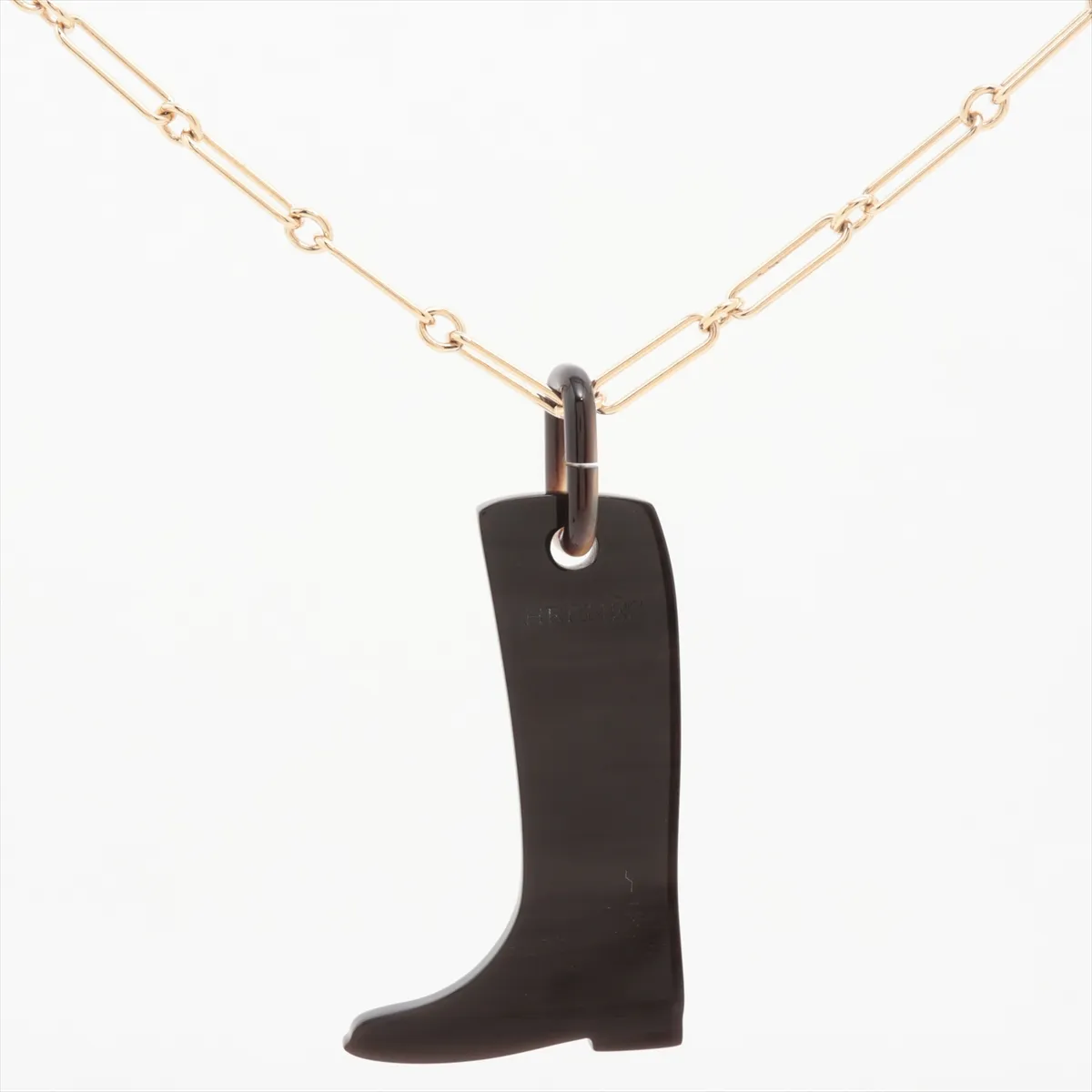 Cavalier Necklace, GP x Buffalo Horn, Blue x Gold. Shows signs of wear, — view 2