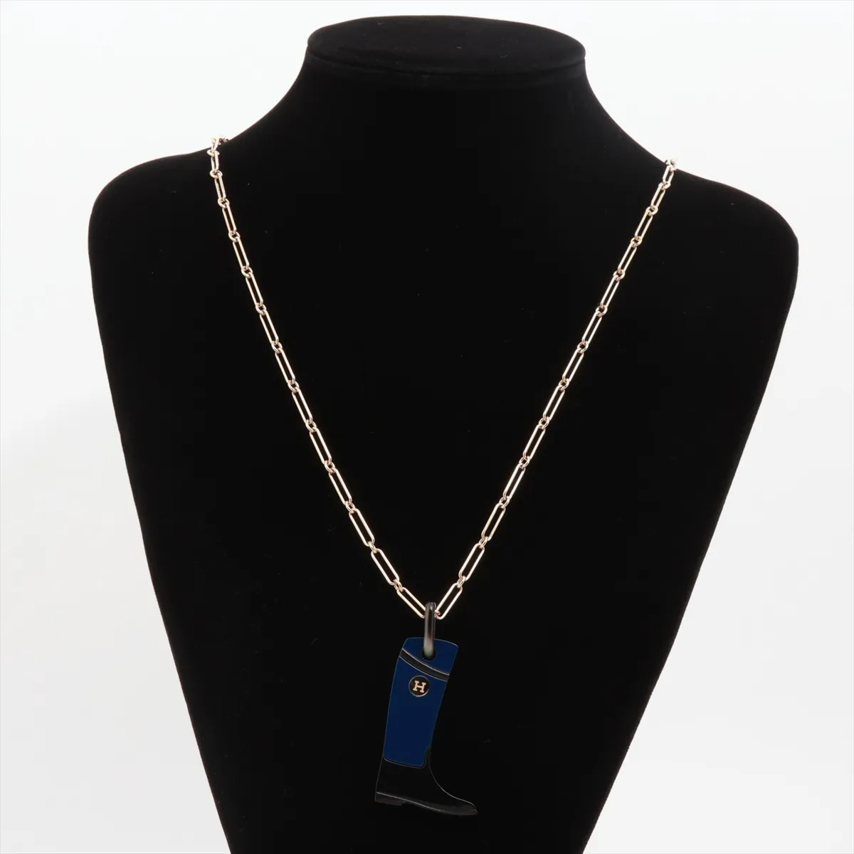 Cavalier Necklace, GP x Buffalo Horn, Blue x Gold. Shows signs of wear, — view 5