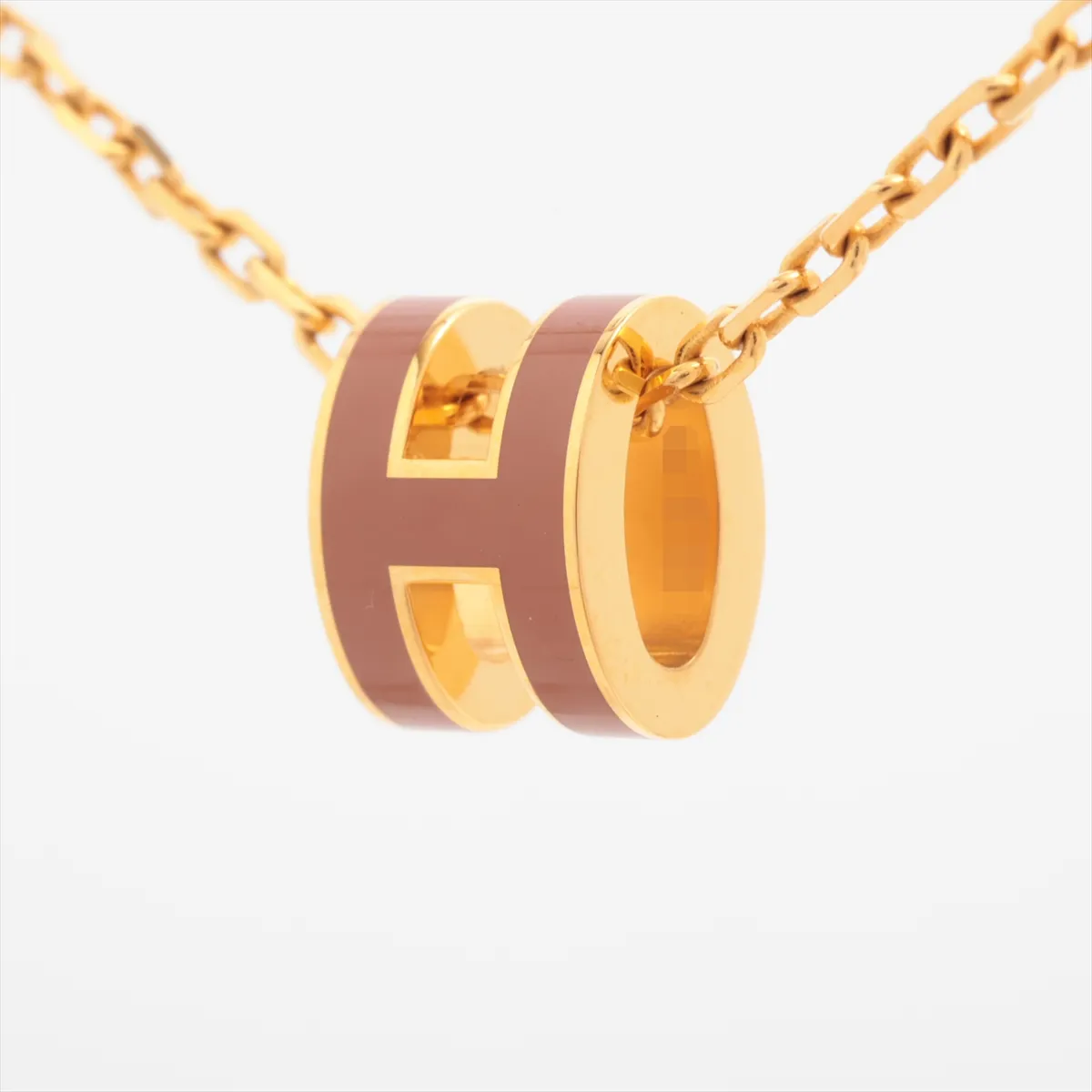Mini Pop H Necklace, GP Gold x Beige, with — view 2
