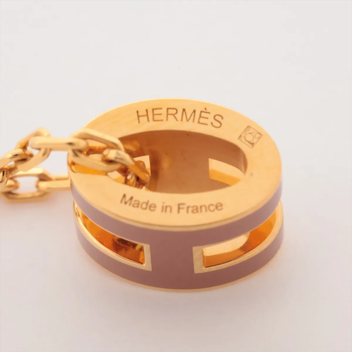 Mini Pop H Necklace, GP Gold x Beige, with — view 4