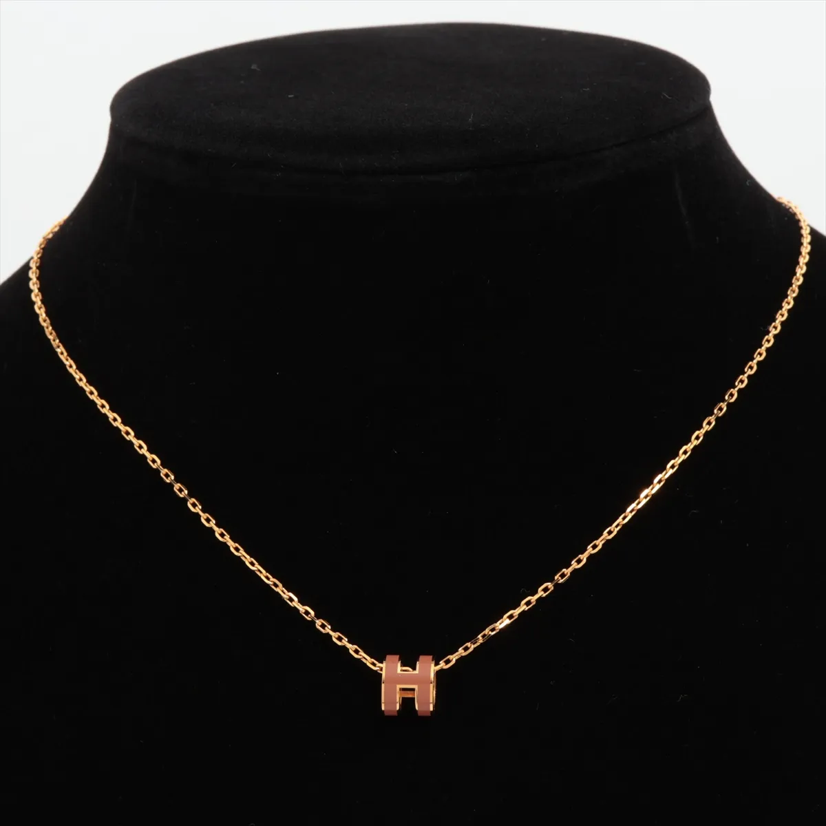 Mini Pop H Necklace, GP Gold x Beige, with — view 5