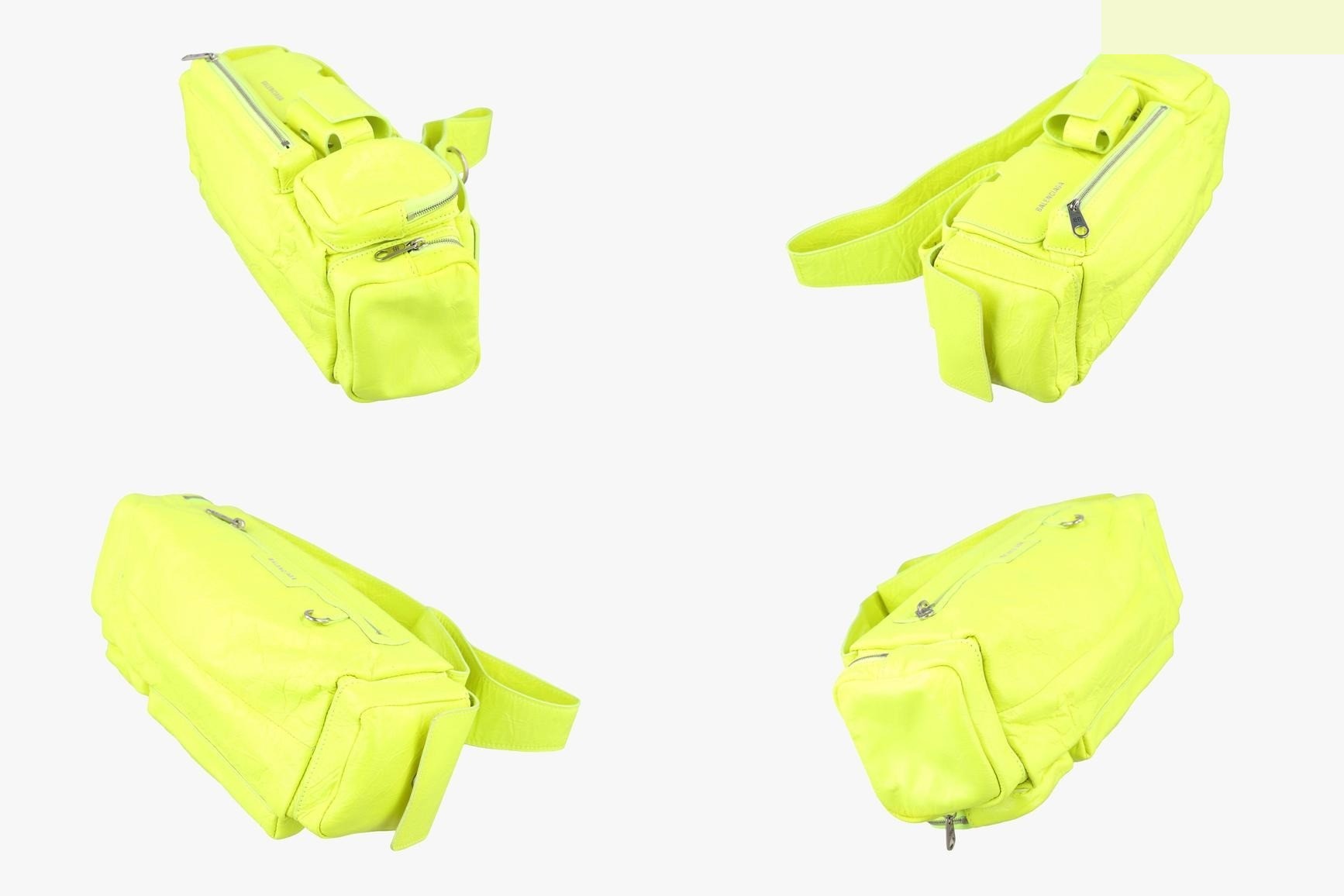 Super Busy XS Sling Bag, Leather, Green/Yellow — view 4