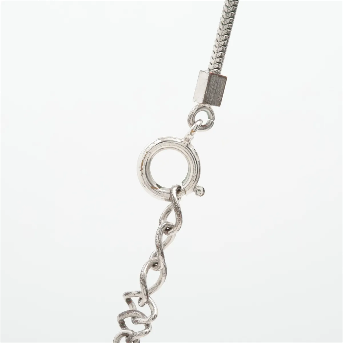 Coco Mark 01P Necklace, Metal x Rhinestone, Silver, — view 3