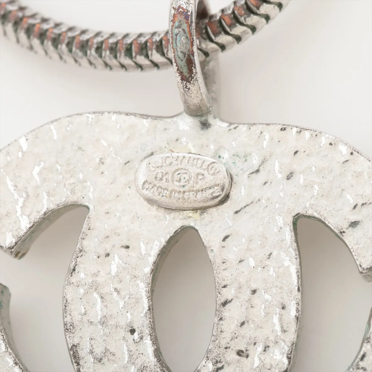 Coco Mark 01P Necklace, Metal x Rhinestone, Silver, — view 4