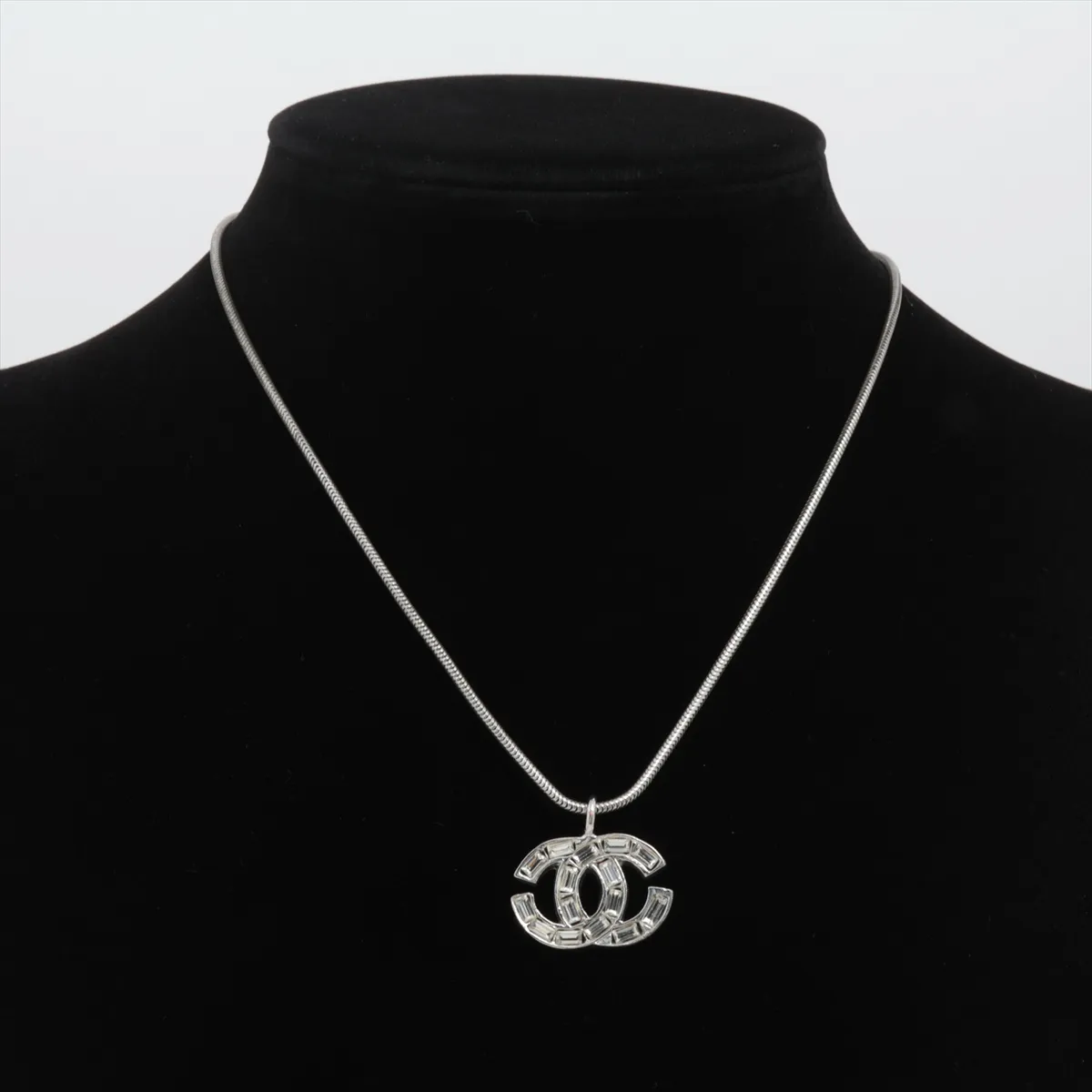 Coco Mark 01P Necklace, Metal x Rhinestone, Silver, — view 5