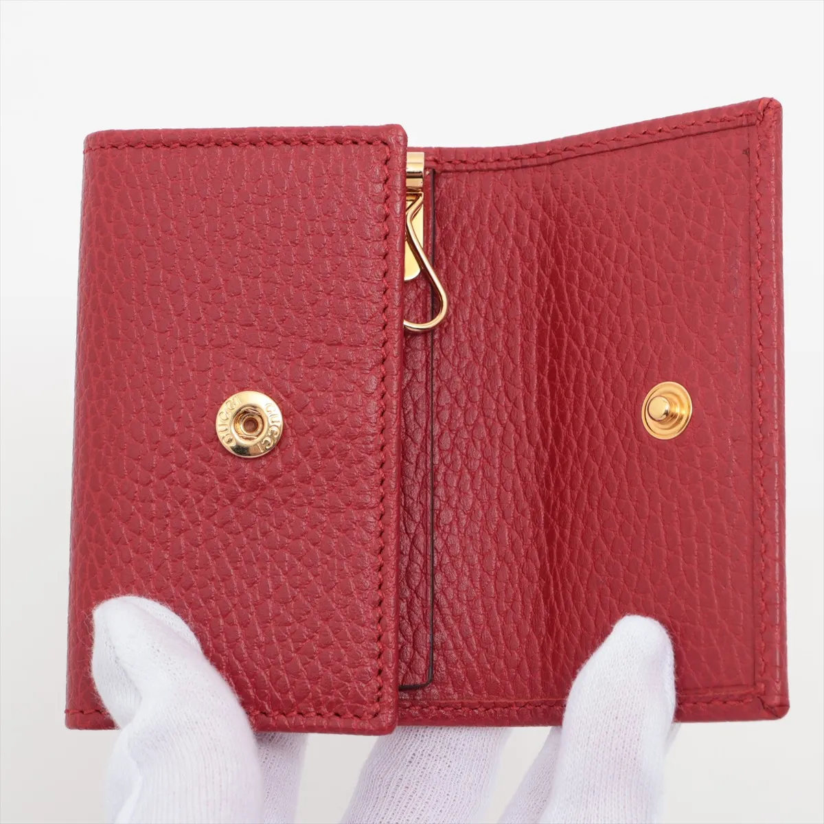 Bamboo GG Marmont 456118 Leather Key Case Red — view 3
