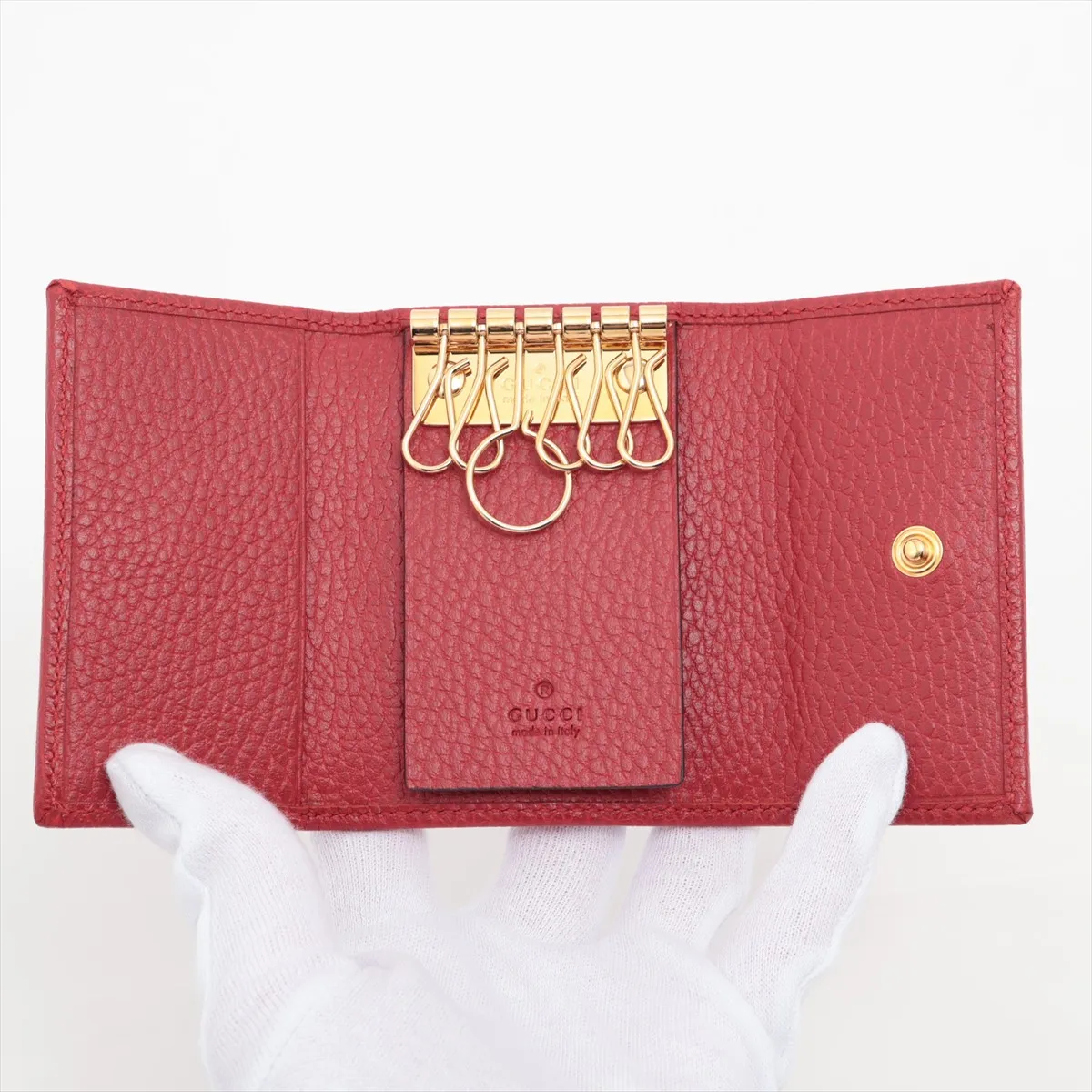 Bamboo GG Marmont 456118 Leather Key Case Red — view 4