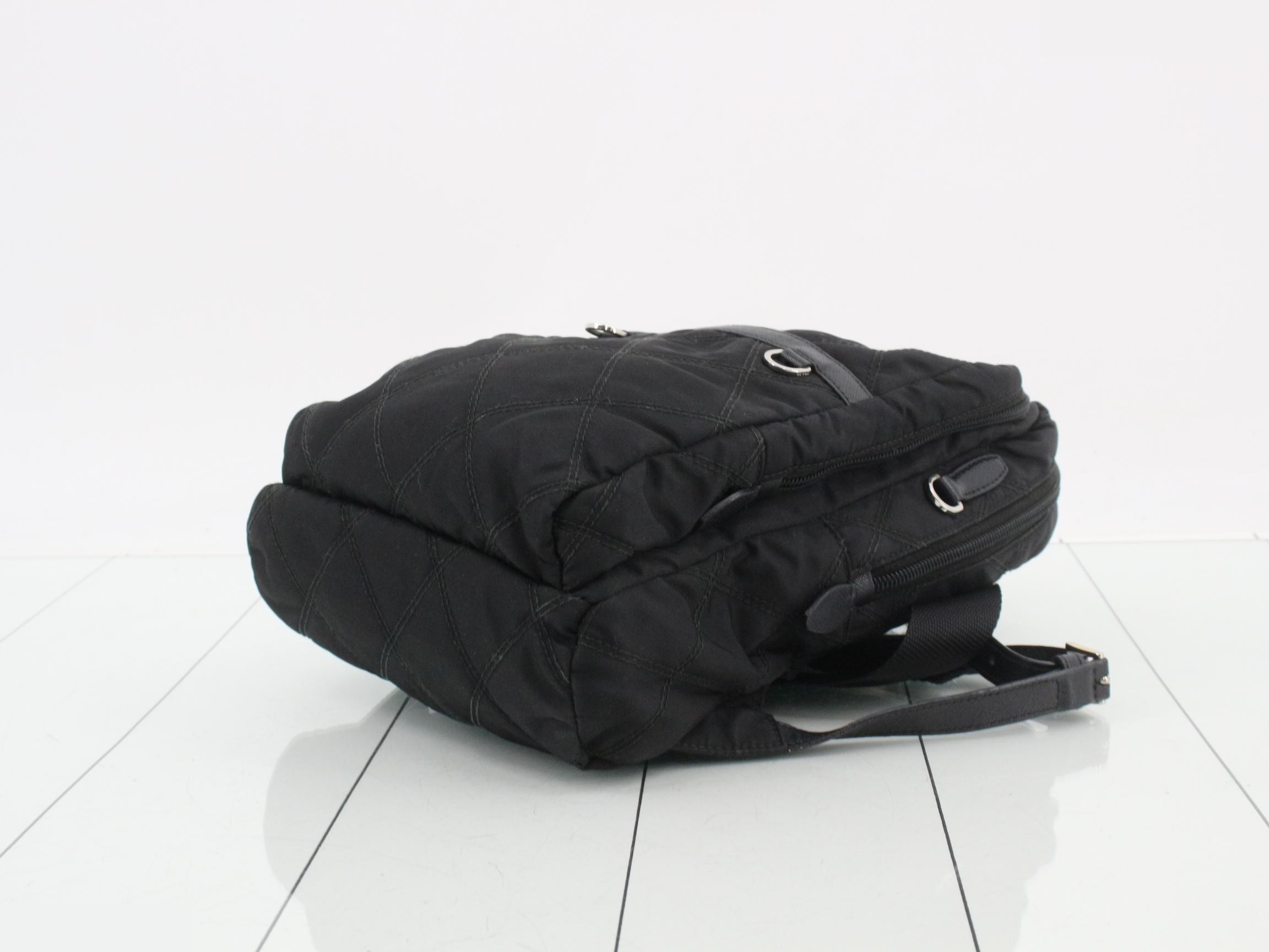 Backpack, quilted, Saffiano leather x nylon, black — view 6