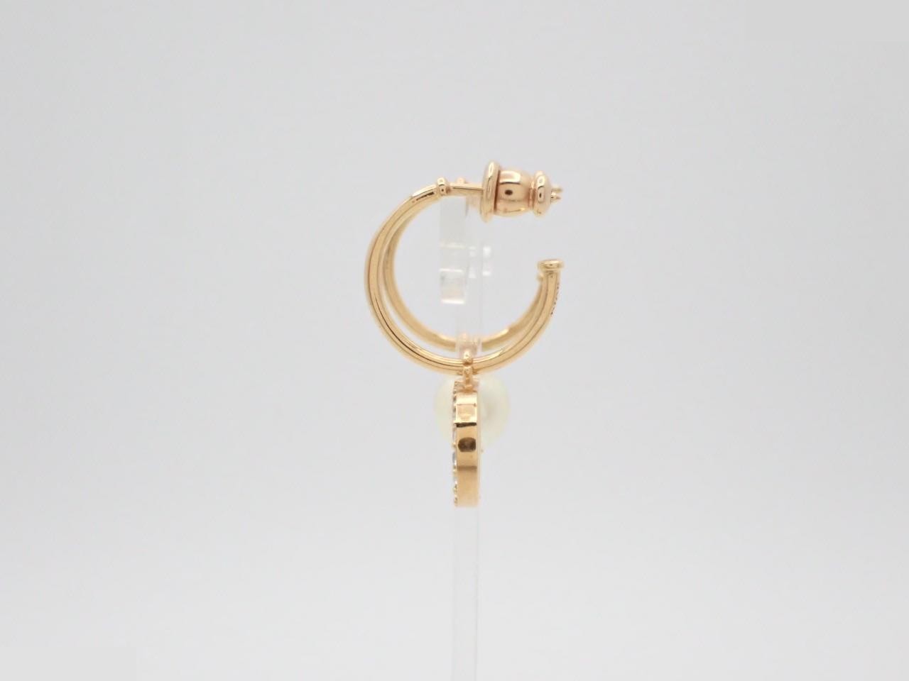Gold stone pearl earrings — view 3