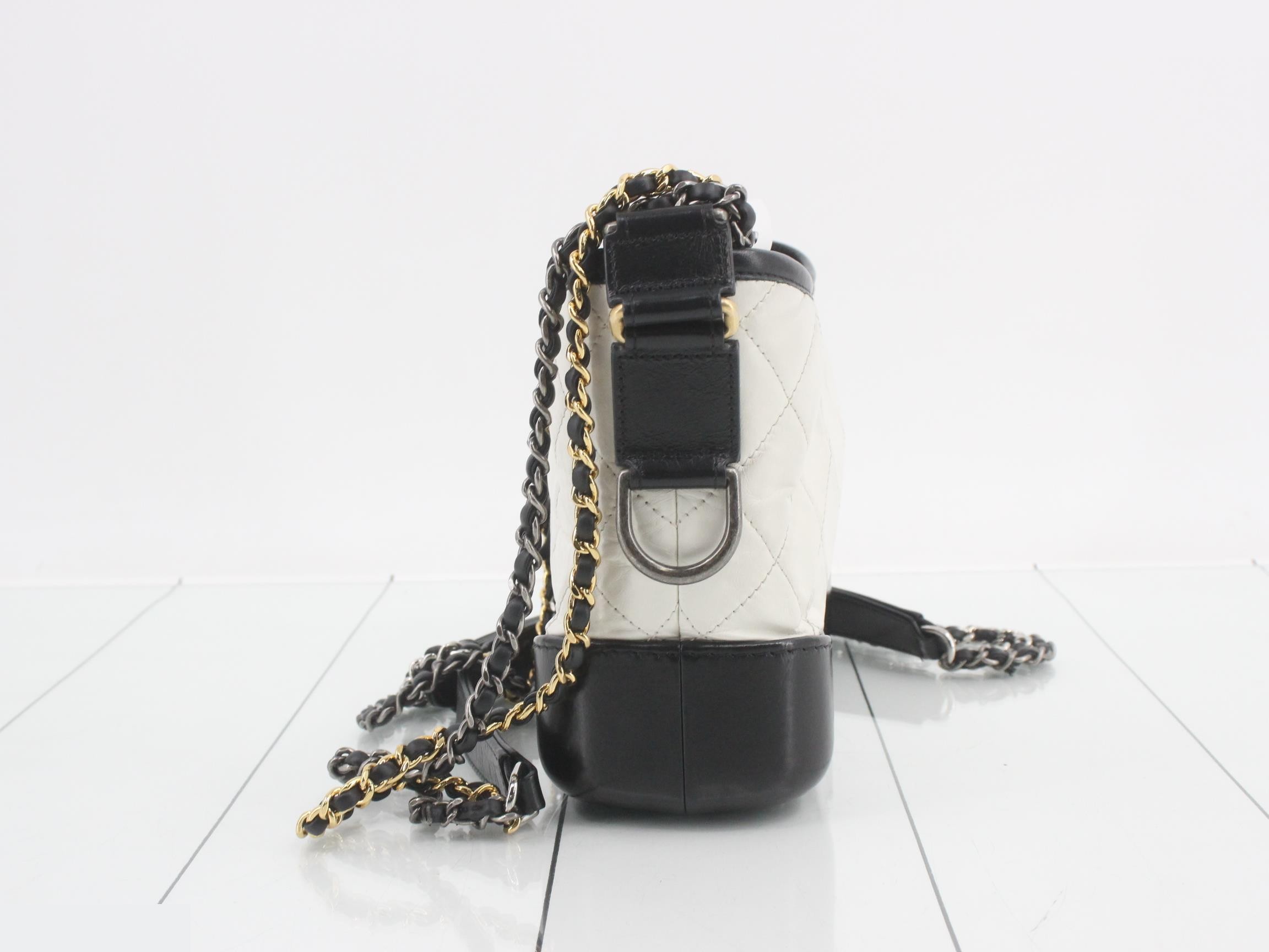 Gabrielle de Chanel Leather Chain Shoulder Bag, Bicolor — view 3