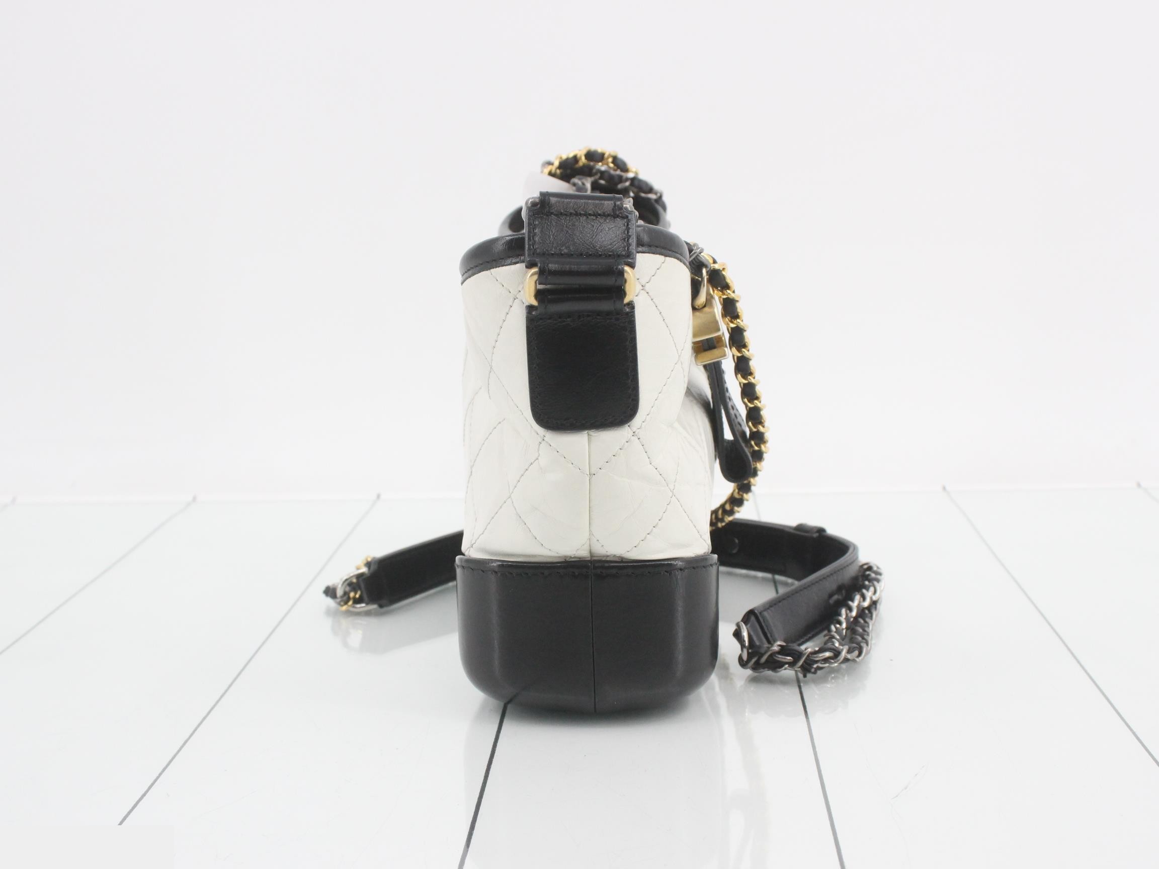 Gabrielle de Chanel Leather Chain Shoulder Bag, Bicolor — view 4