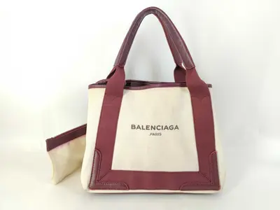 Navy Cabas Shoulder Bag, Canvas, Purple Tote Bag