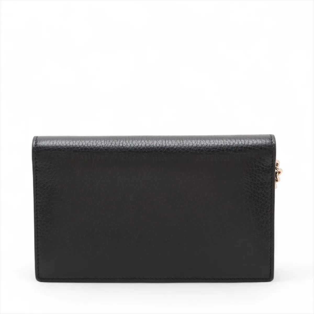 Interlocking G Leather Chain Wallet, Black, 510314 (Outlet) — view 2