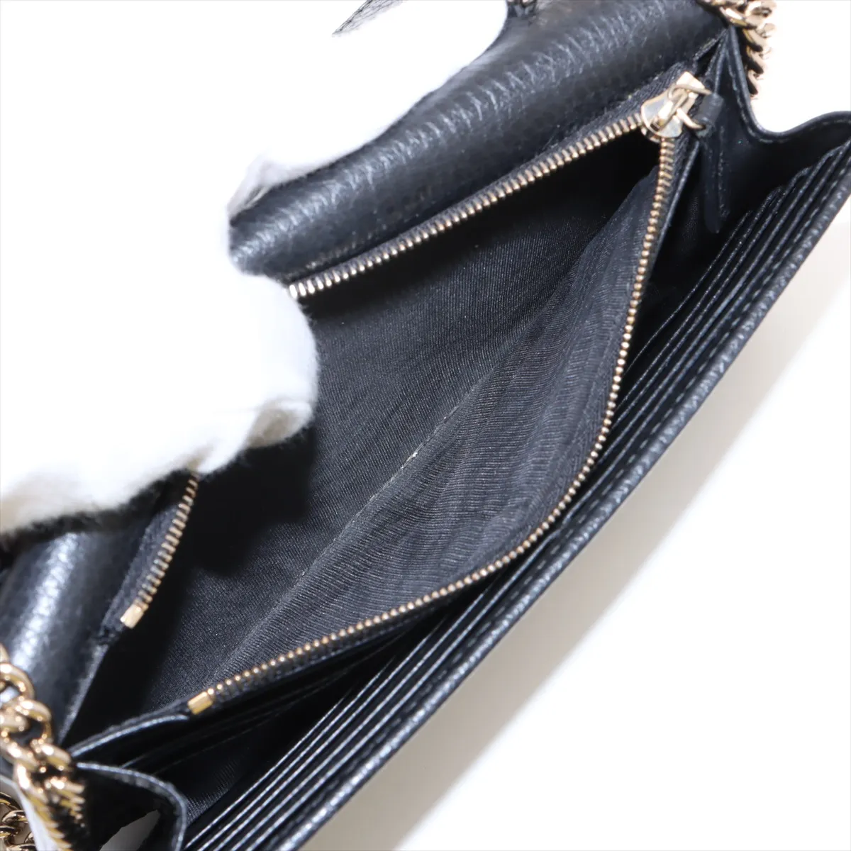 Interlocking G Leather Chain Wallet, Black, 510314 (Outlet) — view 7