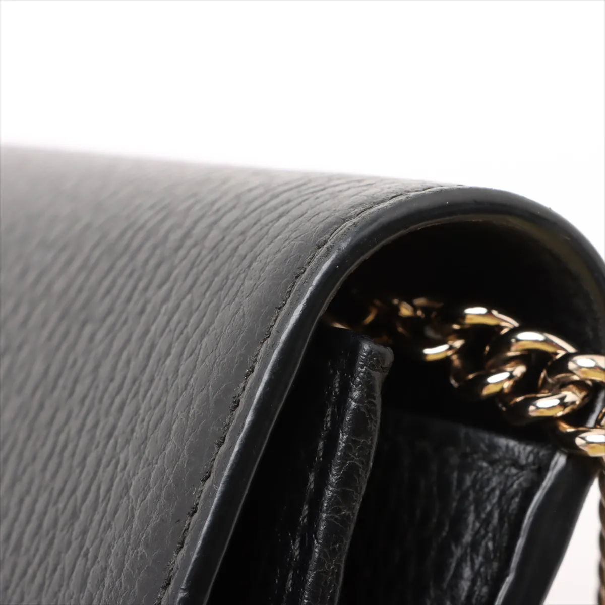 Interlocking G Leather Chain Wallet, Black, 510314 (Outlet) — view 10