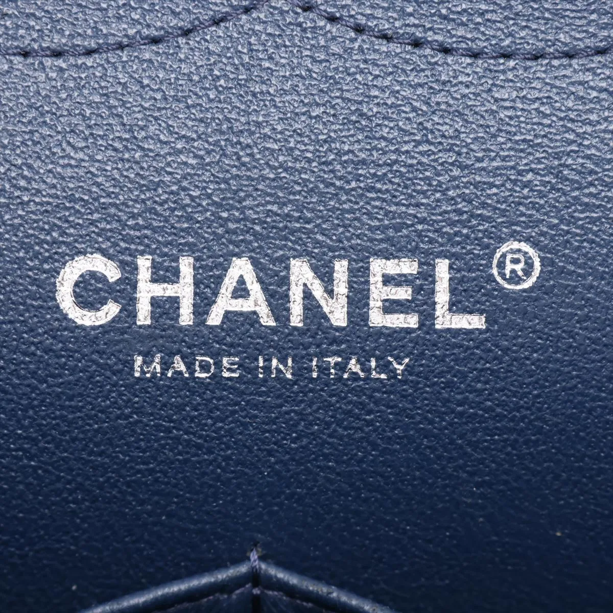 Large Matelassé 30 Caviar Skin Double Flap Double Chain Bag, Navy, Silver Hardware, 16590585, Serial Number 16-series, A58600 — view 13
