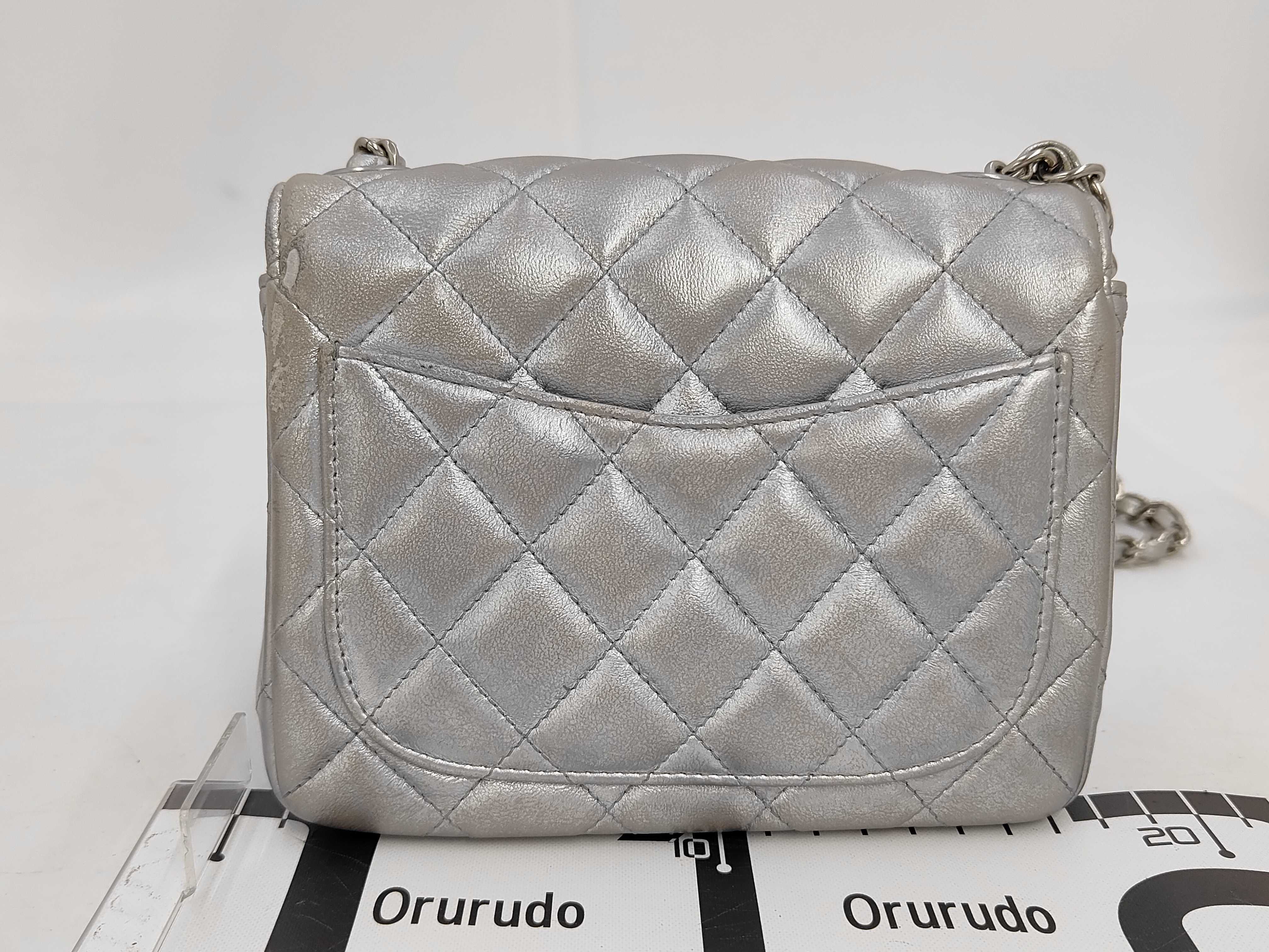 Mini Matelassé Chain Shoulder Bag with Silver Hardware, Lambskin Leather — view 2