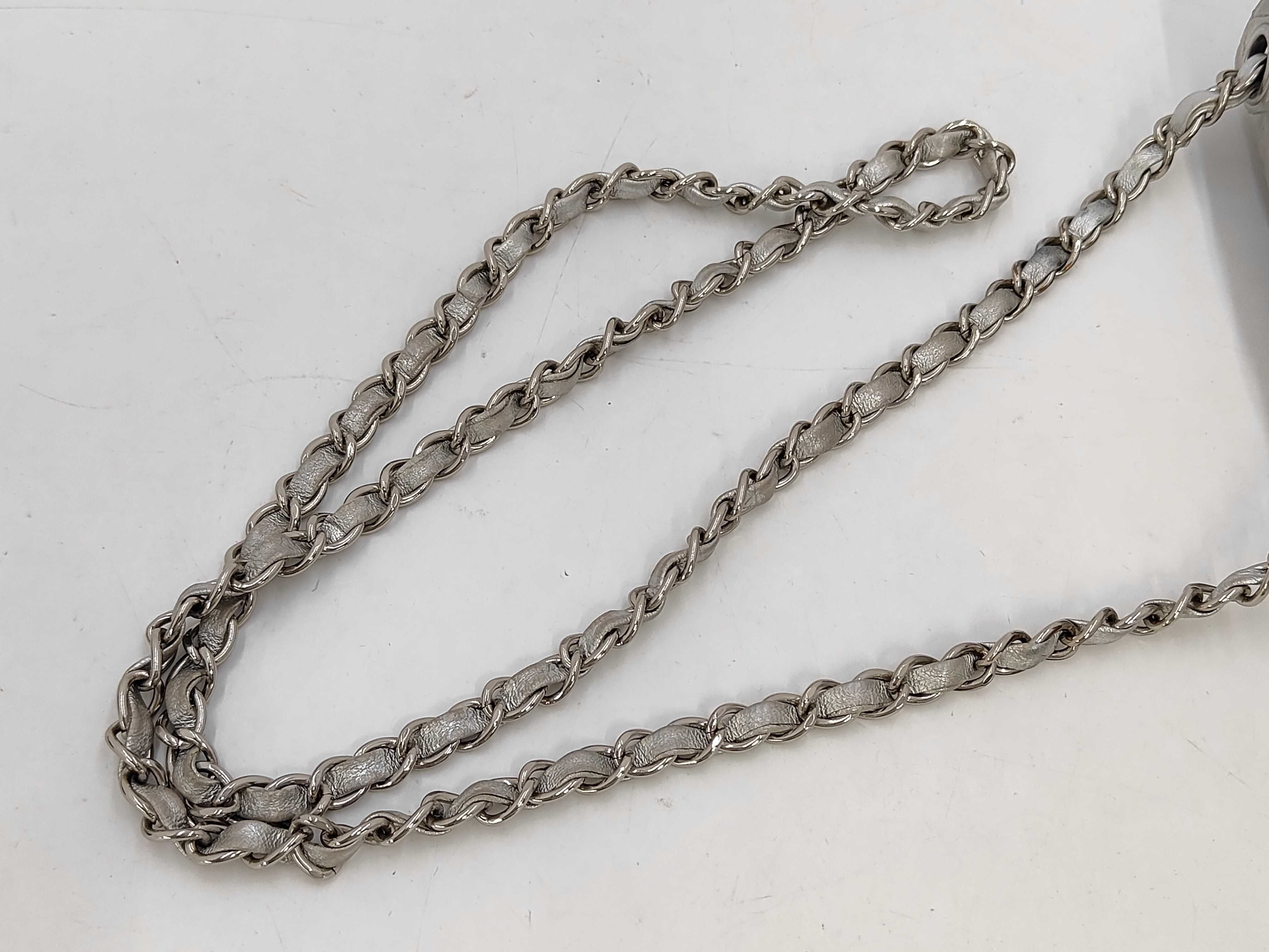 Mini Matelassé Chain Shoulder Bag with Silver Hardware, Lambskin Leather — view 5
