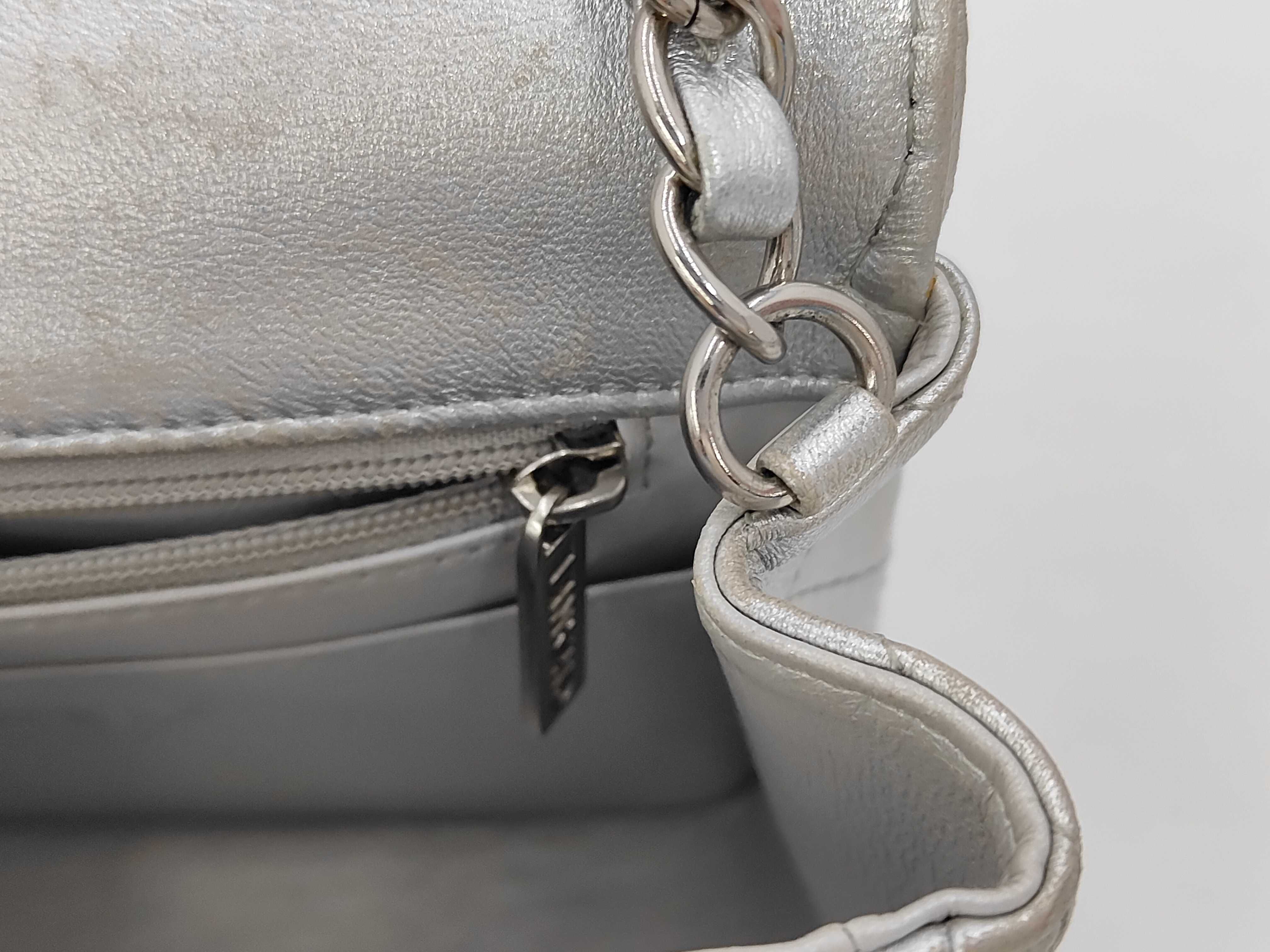 Mini Matelassé Chain Shoulder Bag with Silver Hardware, Lambskin Leather — view 7