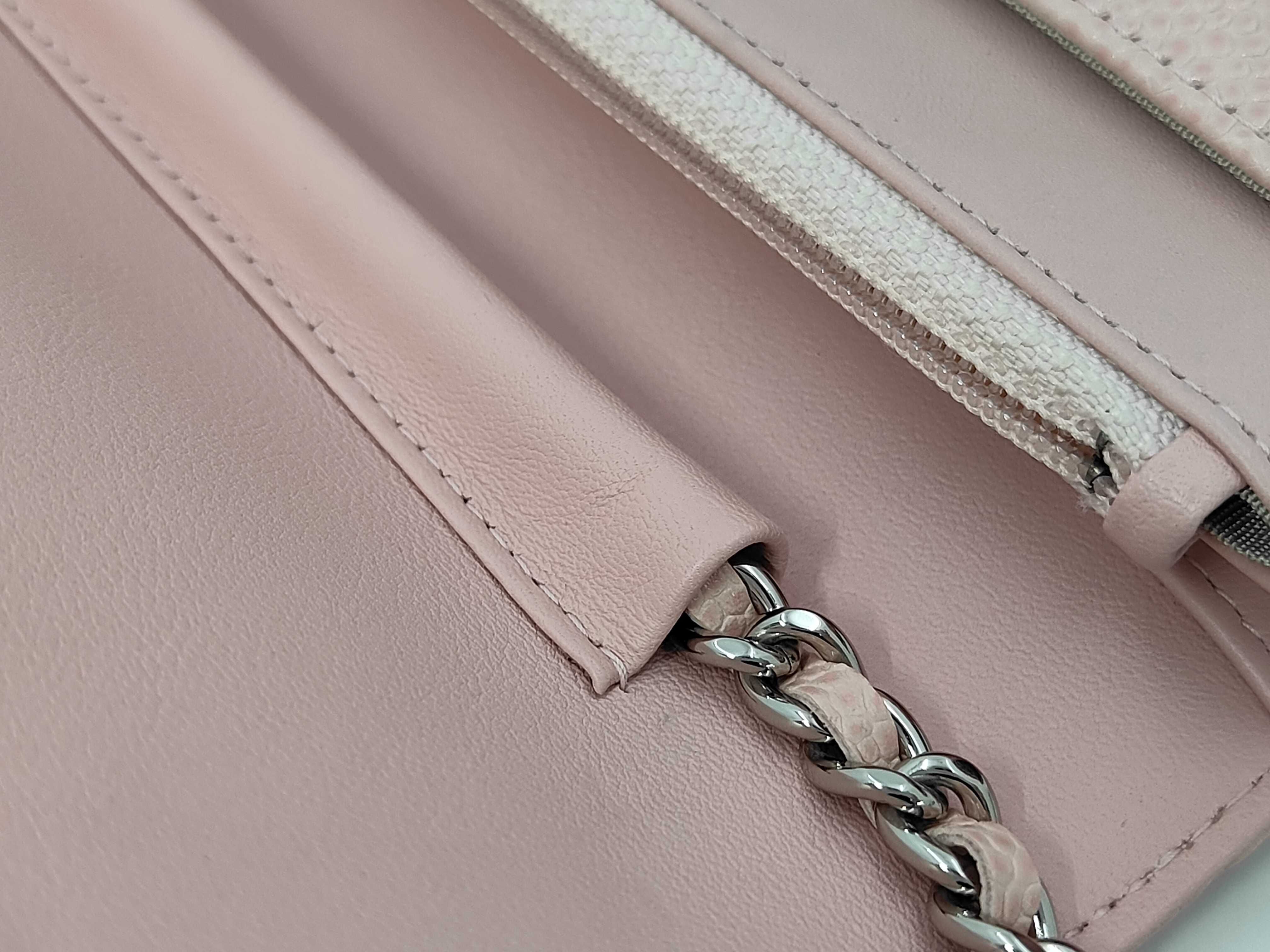 Chain Wallet, Pink Caviar Leather, Coco Mark — view 7