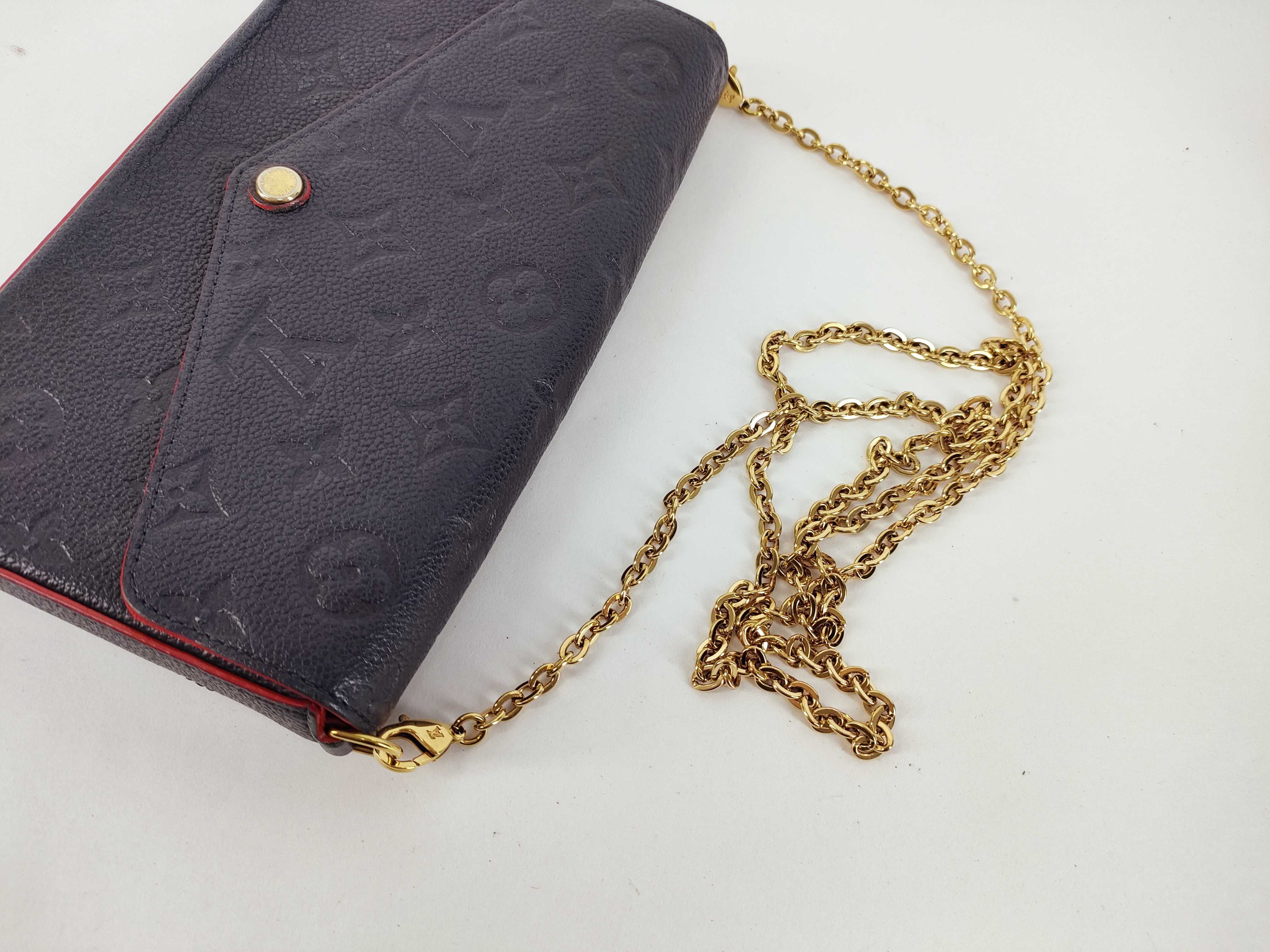 Monogram Empreinte Louis Vuitton Empreinte Pochette Felicie Marine Rouge RFID Shoulder Bag — view 3