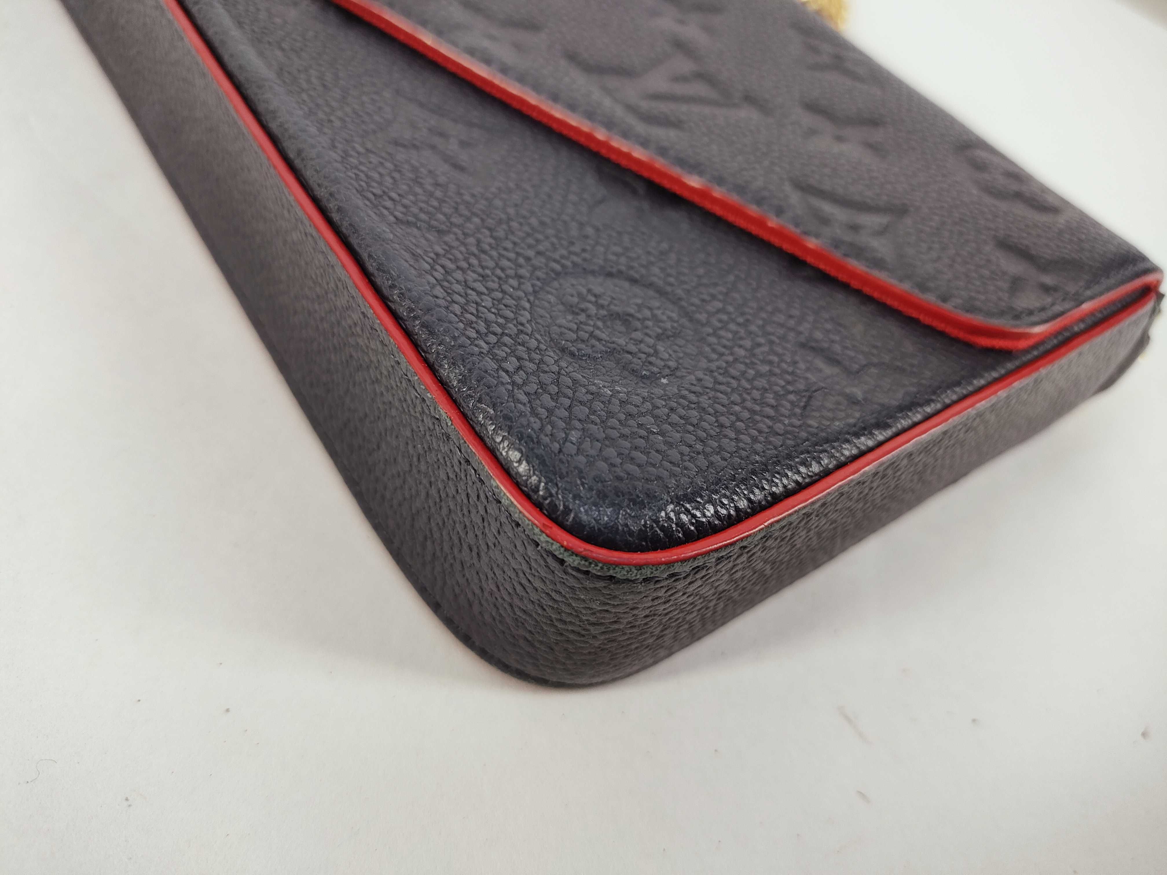 Monogram Empreinte Louis Vuitton Empreinte Pochette Felicie Marine Rouge RFID Shoulder Bag — view 6