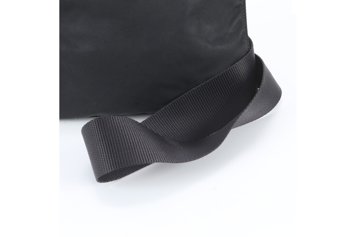 Tessuto Nylon Triangle Logo Leather Shoulder Bag — view 2