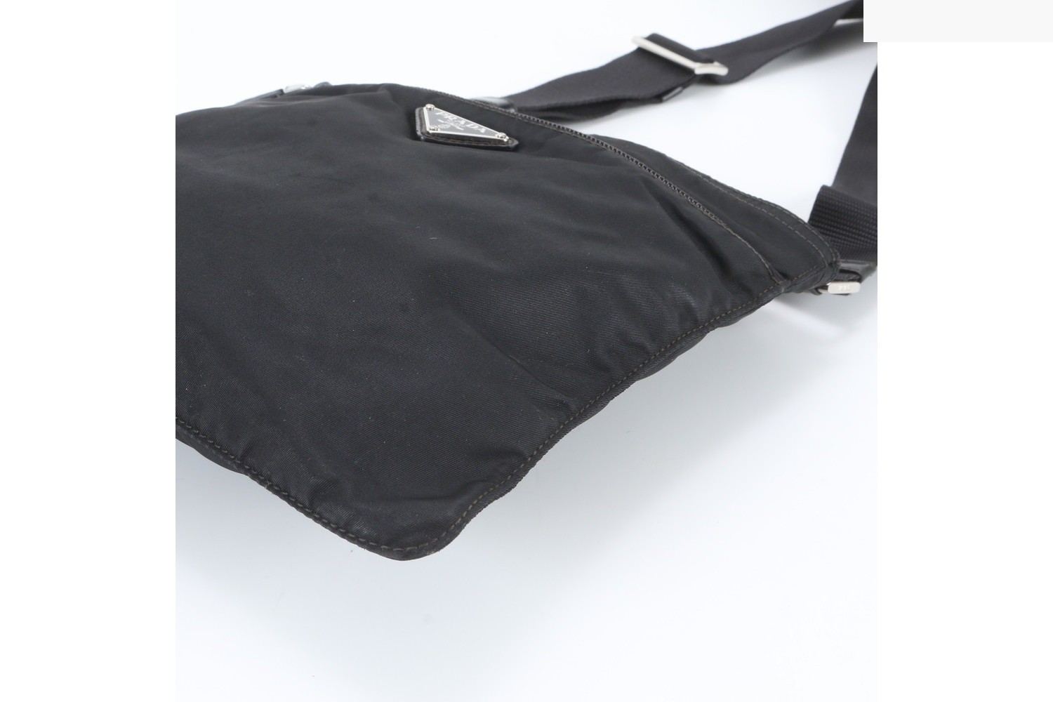 Tessuto Nylon Triangle Logo Leather Shoulder Bag — view 4