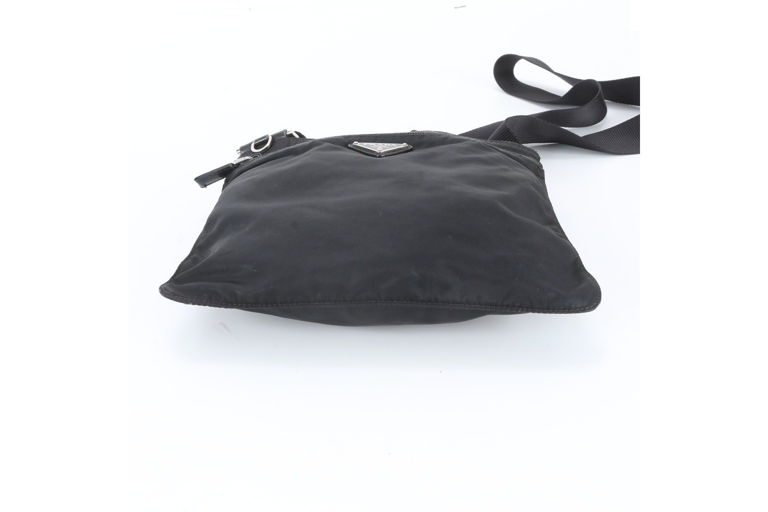 Tessuto Nylon Triangle Logo Leather Shoulder Bag — view 5