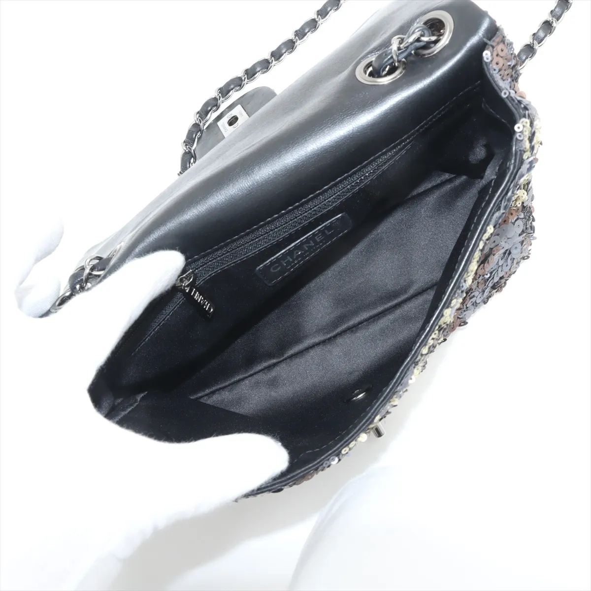Coco Mark Sequin Single Flap Double Chain Bag Multicolor Silver Hardware 17718310 17th Series — view 6