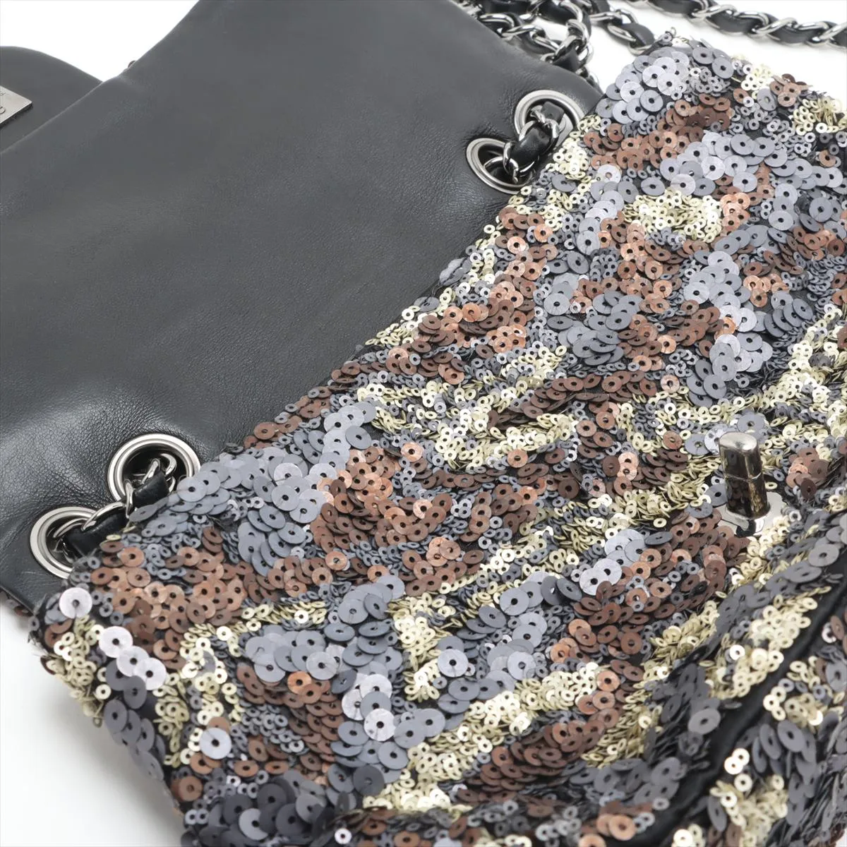 Coco Mark Sequin Single Flap Double Chain Bag Multicolor Silver Hardware 17718310 17th Series — view 9
